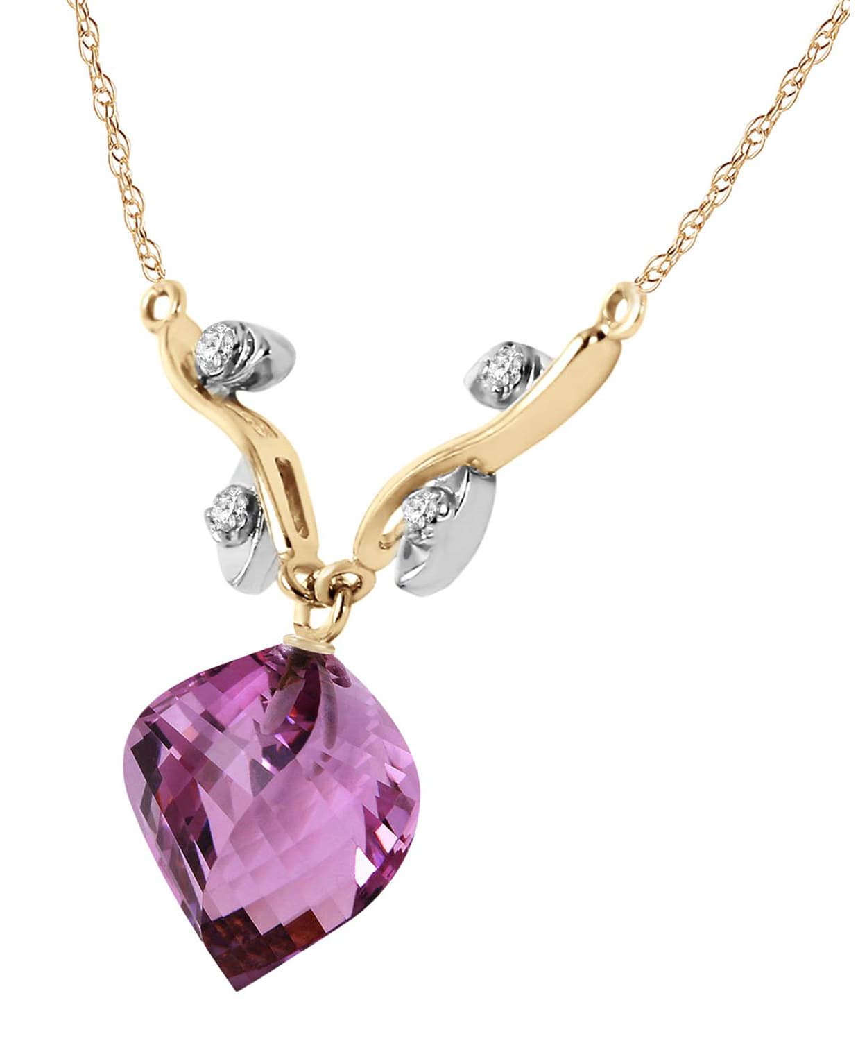10.80 ctw Natural Amethyst and Diamond 14k Gold Fashion Necklace View 2