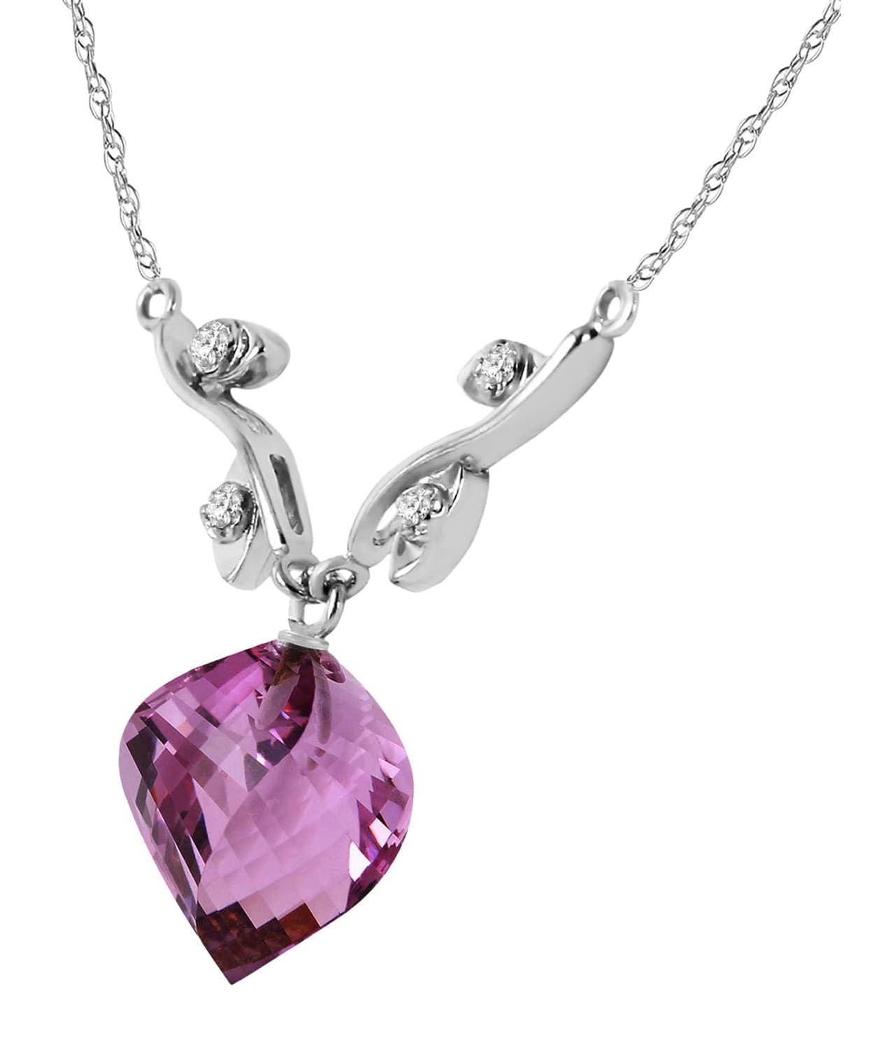 10.80 ctw Natural Amethyst and Diamond 14k Gold Fashion Necklace View 4