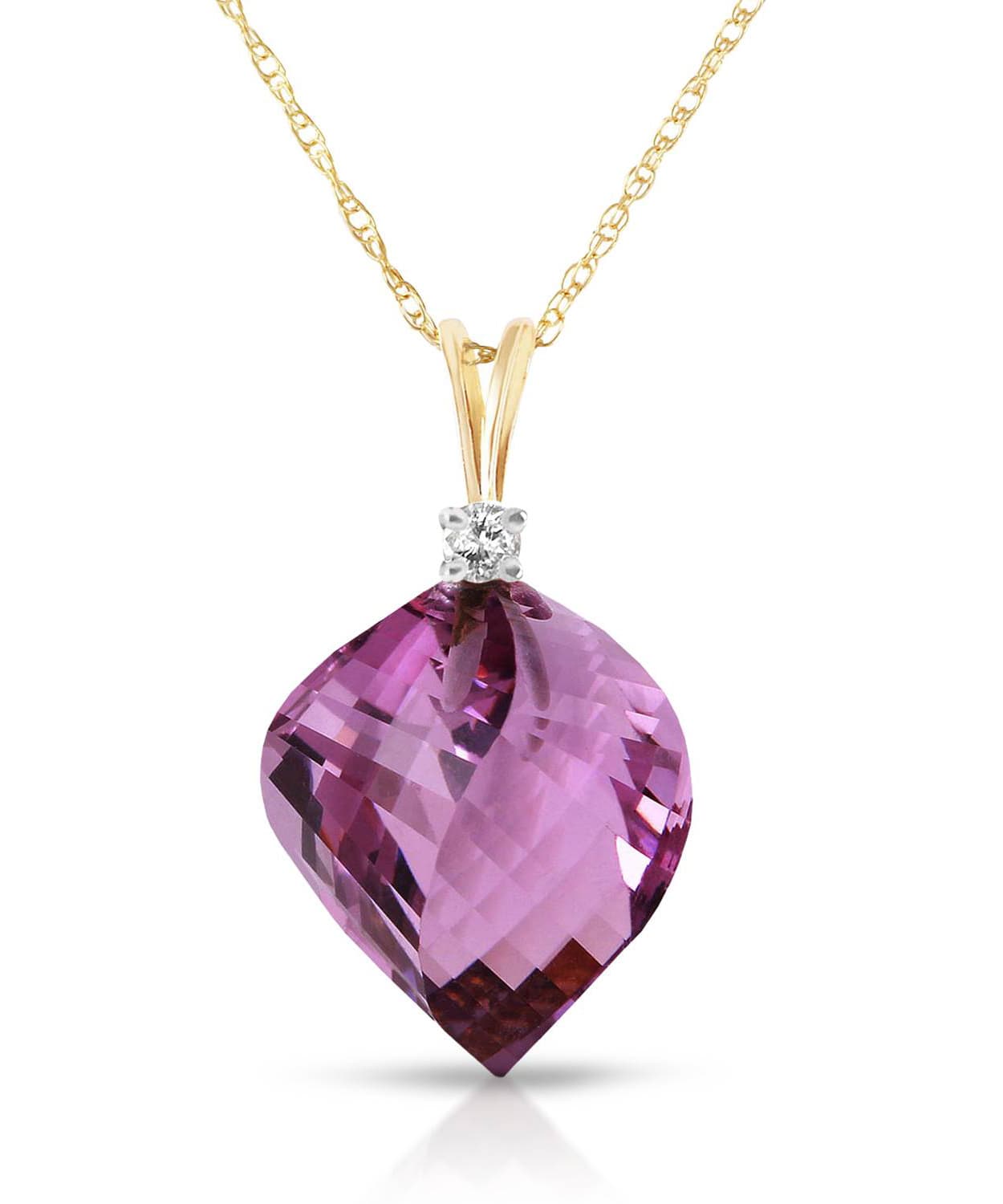 10.83 ctw Natural Amethyst and Diamond 14k Gold Contemporary Pendant With Chain View 1