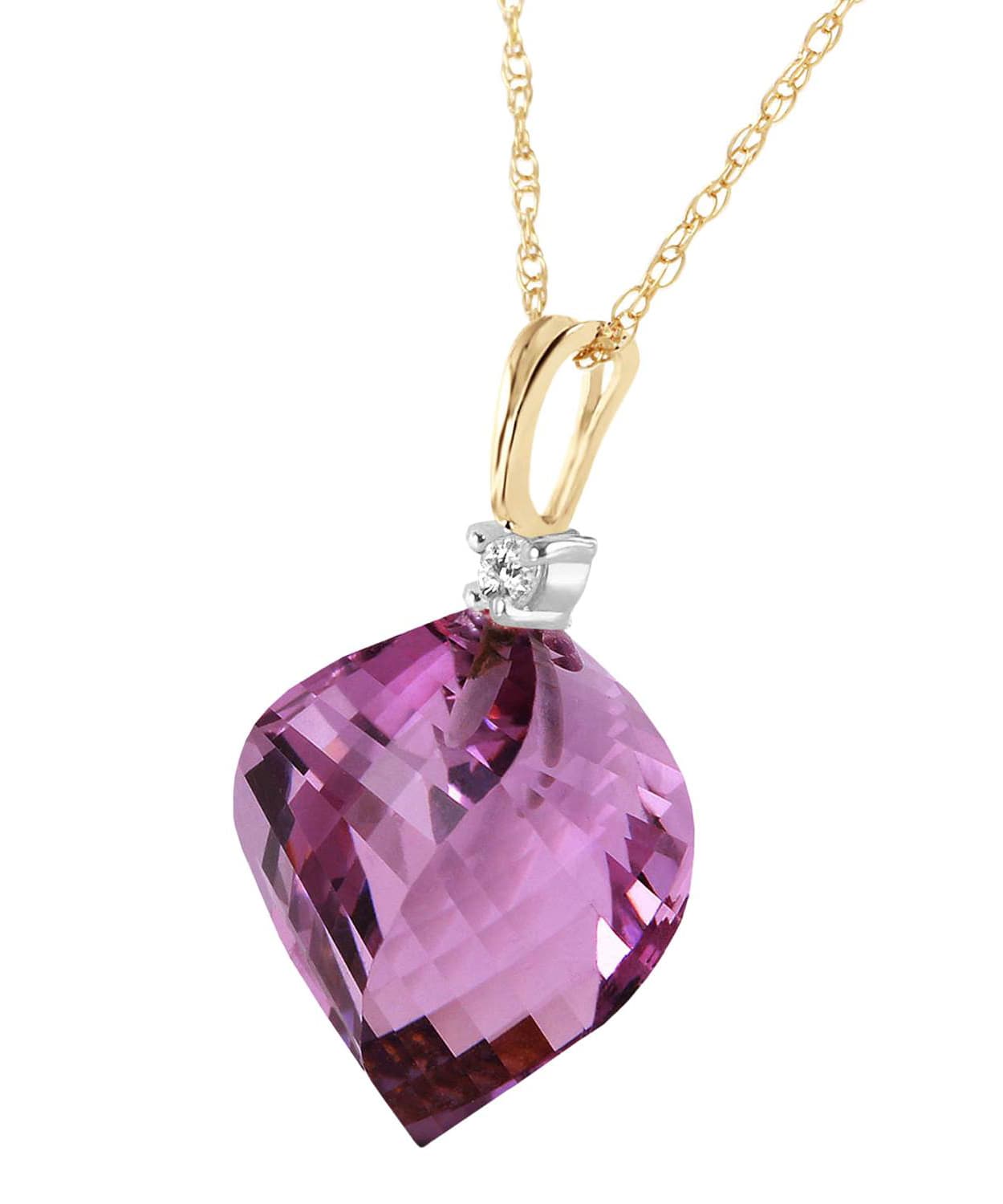 10.83 ctw Natural Amethyst and Diamond 14k Gold Contemporary Pendant With Chain View 2