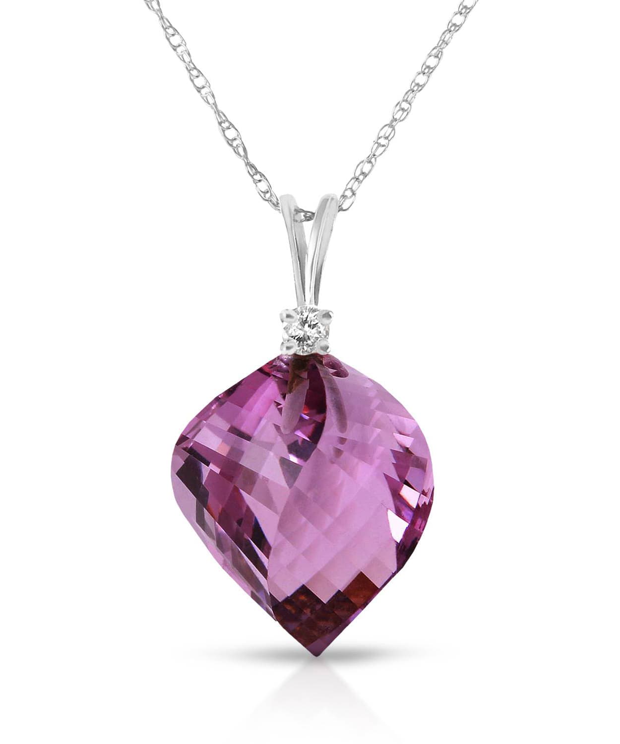 10.83 ctw Natural Amethyst and Diamond 14k Gold Contemporary Pendant With Chain View 3