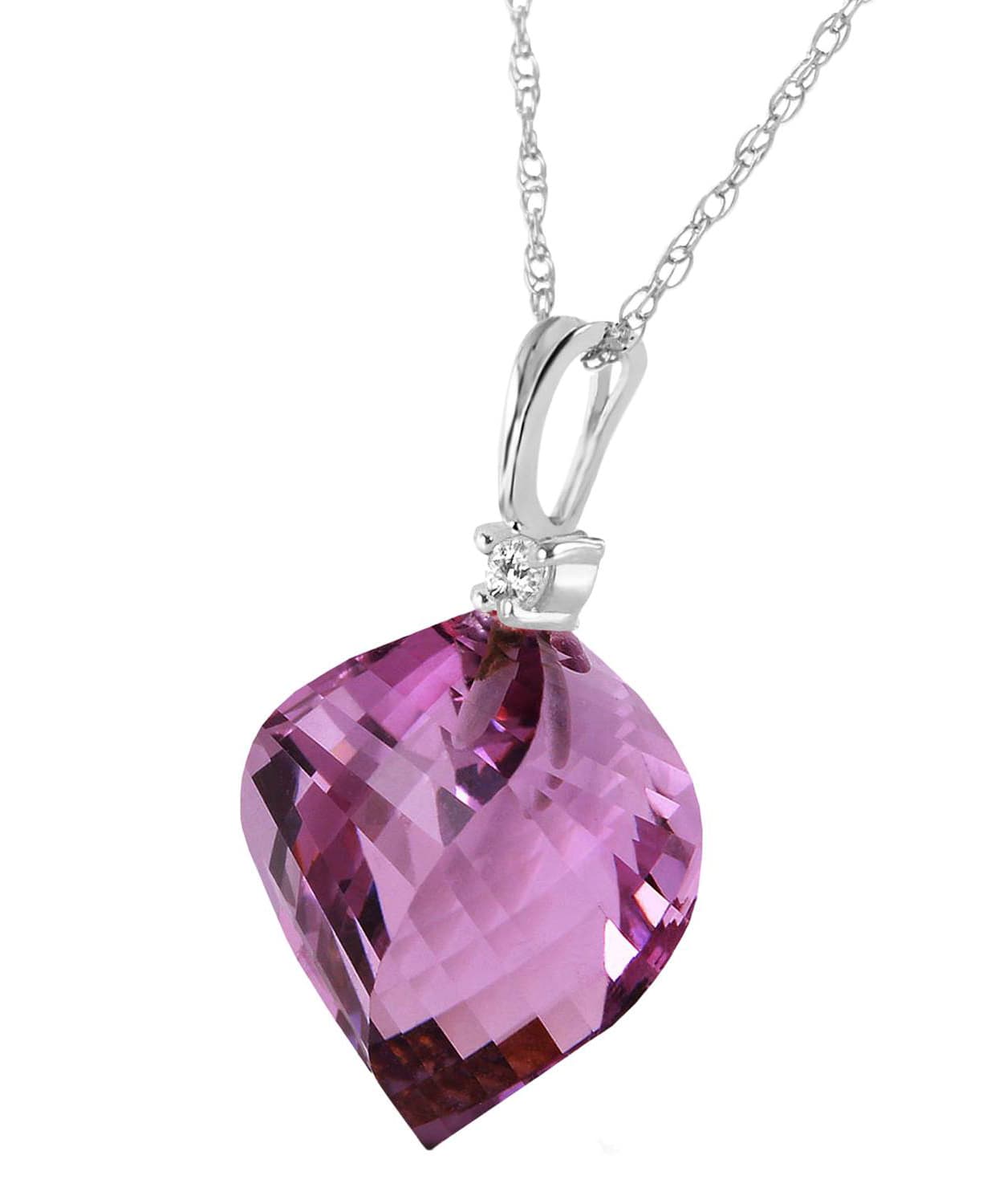 10.83 ctw Natural Amethyst and Diamond 14k Gold Contemporary Pendant With Chain View 4