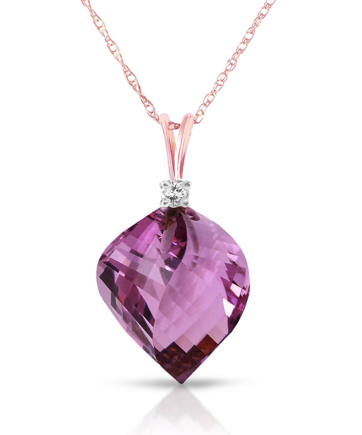 10.83 ctw Natural Amethyst and Diamond 14k Gold Contemporary Pendant With Chain View 5