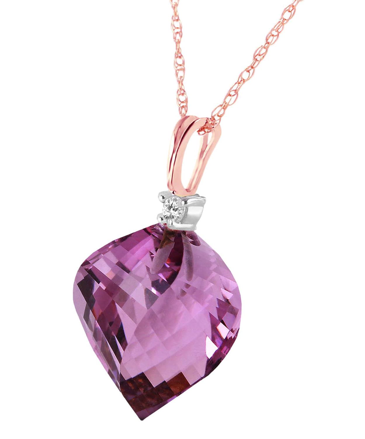 10.83 ctw Natural Amethyst and Diamond 14k Gold Contemporary Pendant With Chain View 6