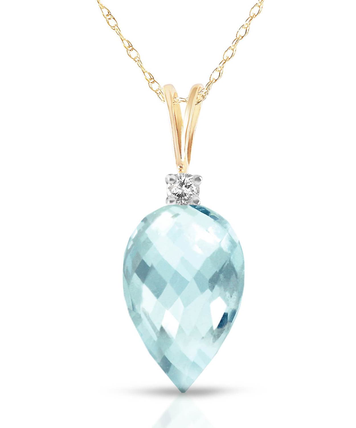 11.08 ctw Natural Sky Blue Topaz and Diamond 14k Gold Contemporary Pendant With Chain View 1