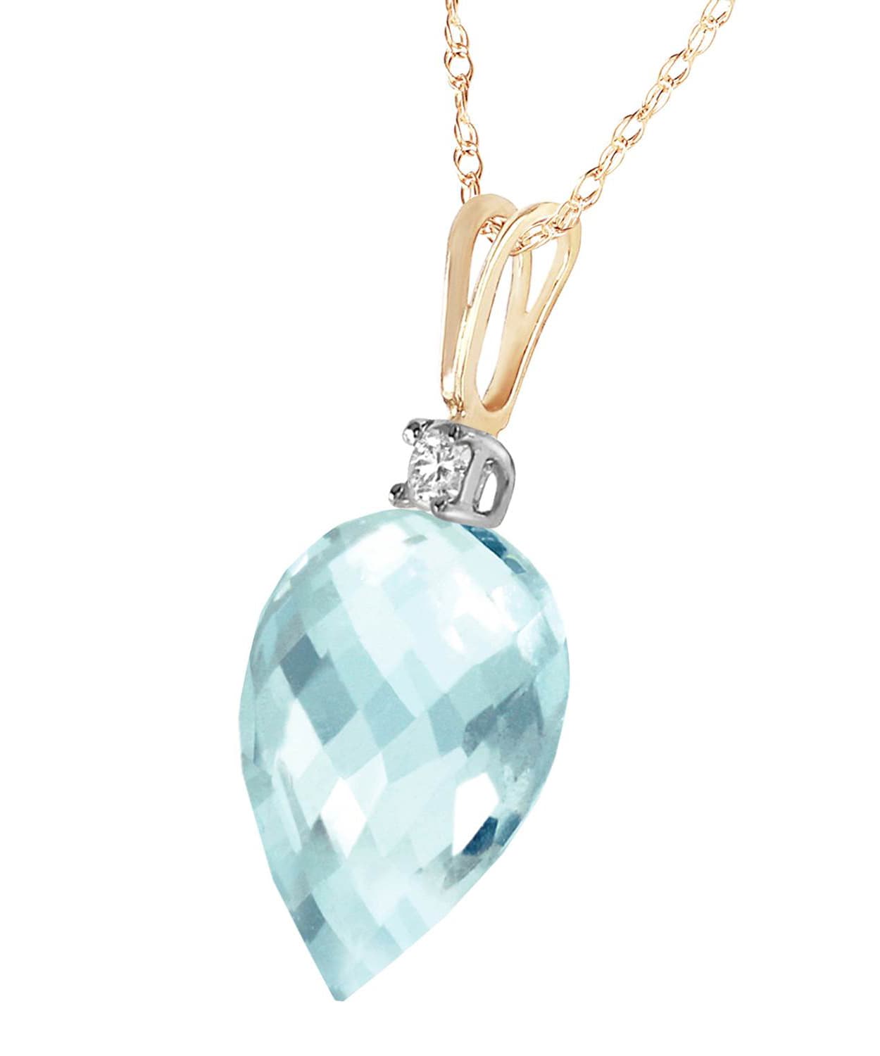 11.08 ctw Natural Sky Blue Topaz and Diamond 14k Gold Contemporary Pendant With Chain View 2