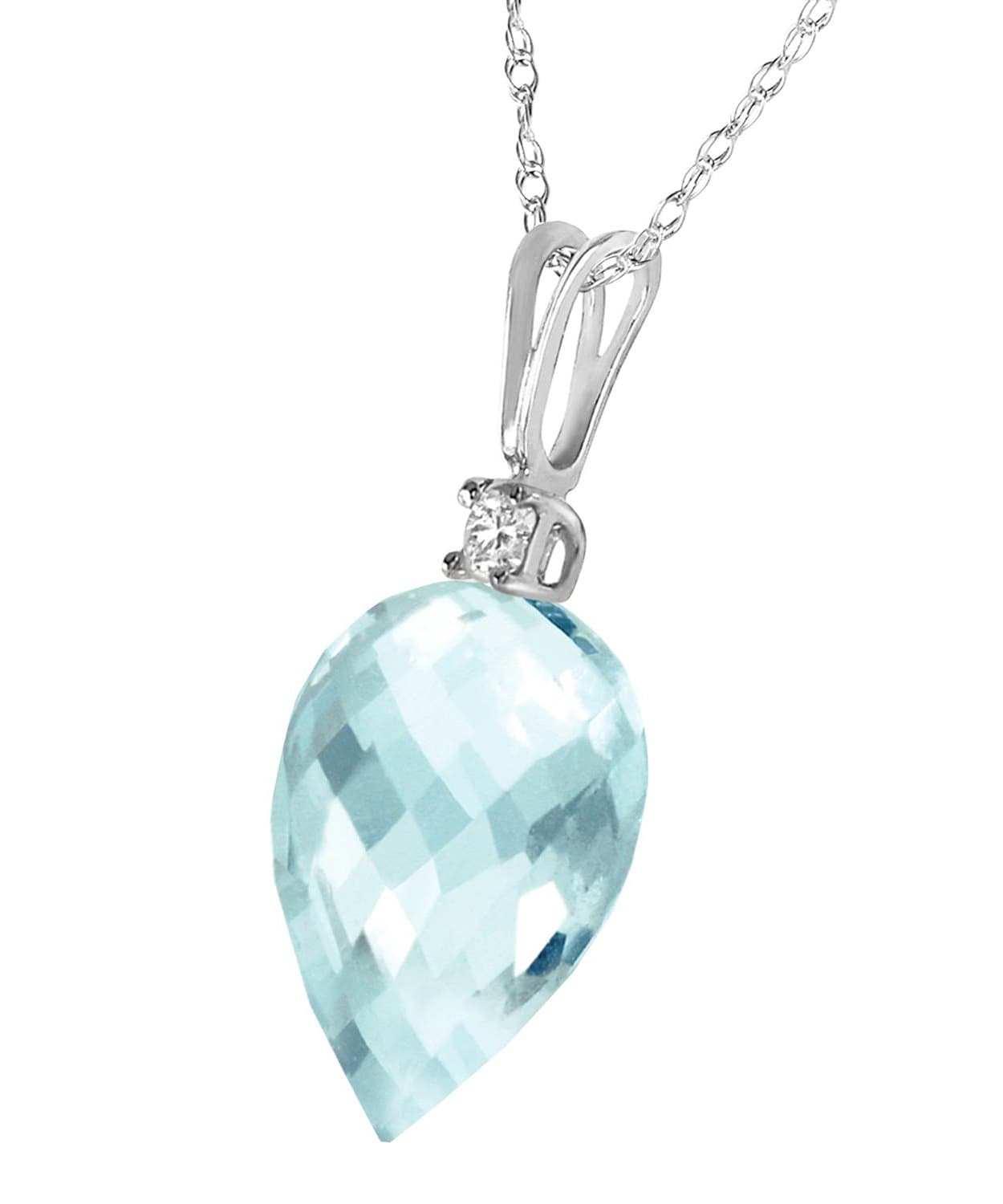 11.08 ctw Natural Sky Blue Topaz and Diamond 14k Gold Contemporary Pendant With Chain View 4