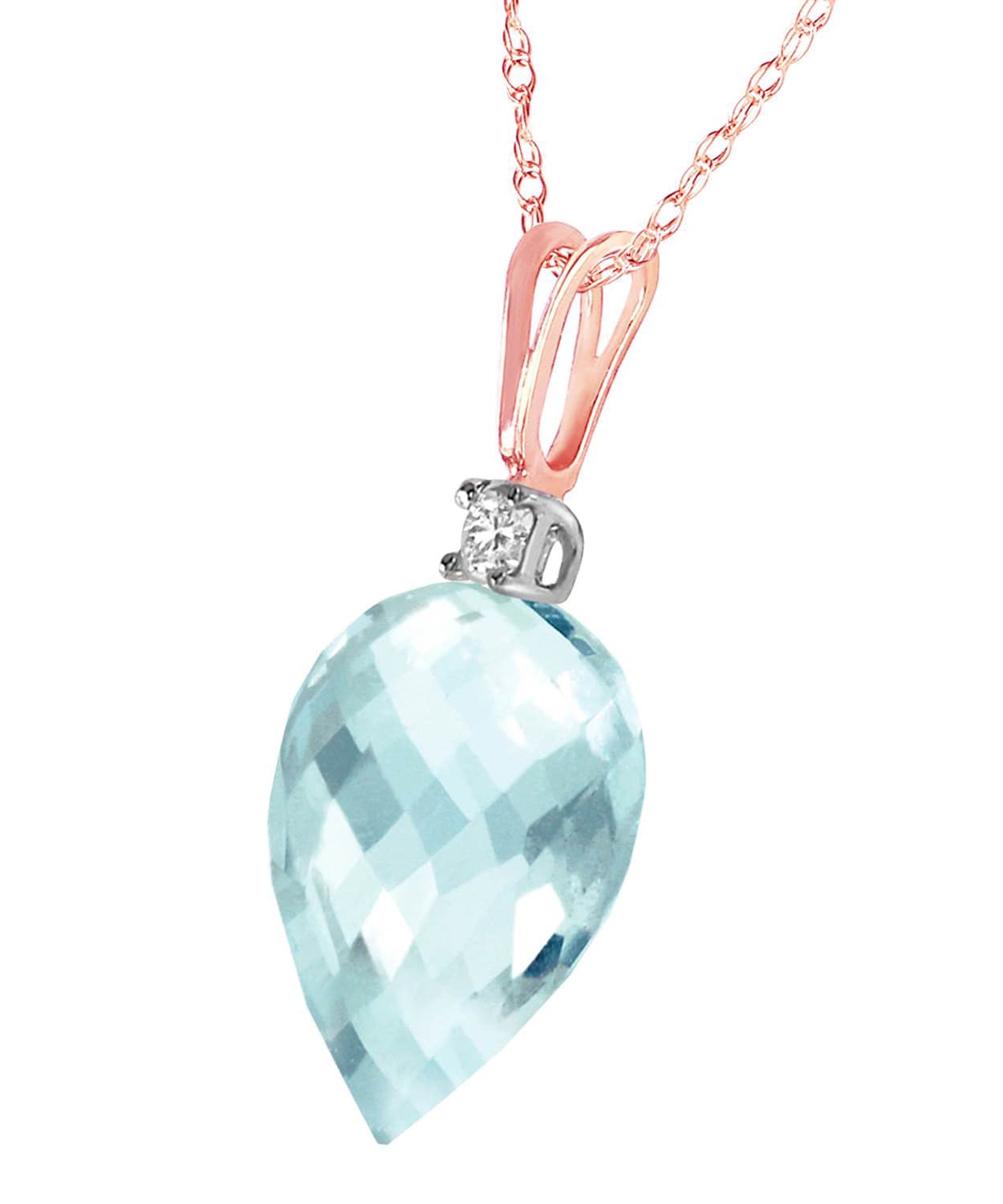 11.08 ctw Natural Sky Blue Topaz and Diamond 14k Gold Contemporary Pendant With Chain View 6