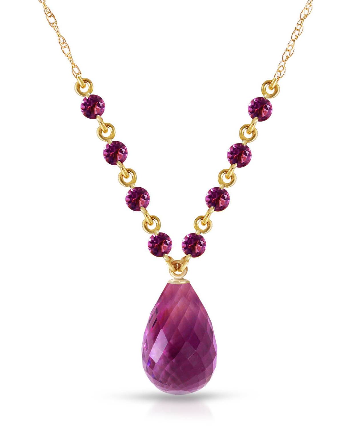 11.53 ctw Natural Amethyst 14k Gold Teardrop Necklace View 1