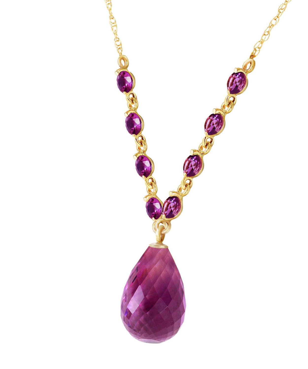 11.53 ctw Natural Amethyst 14k Gold Teardrop Necklace View 2
