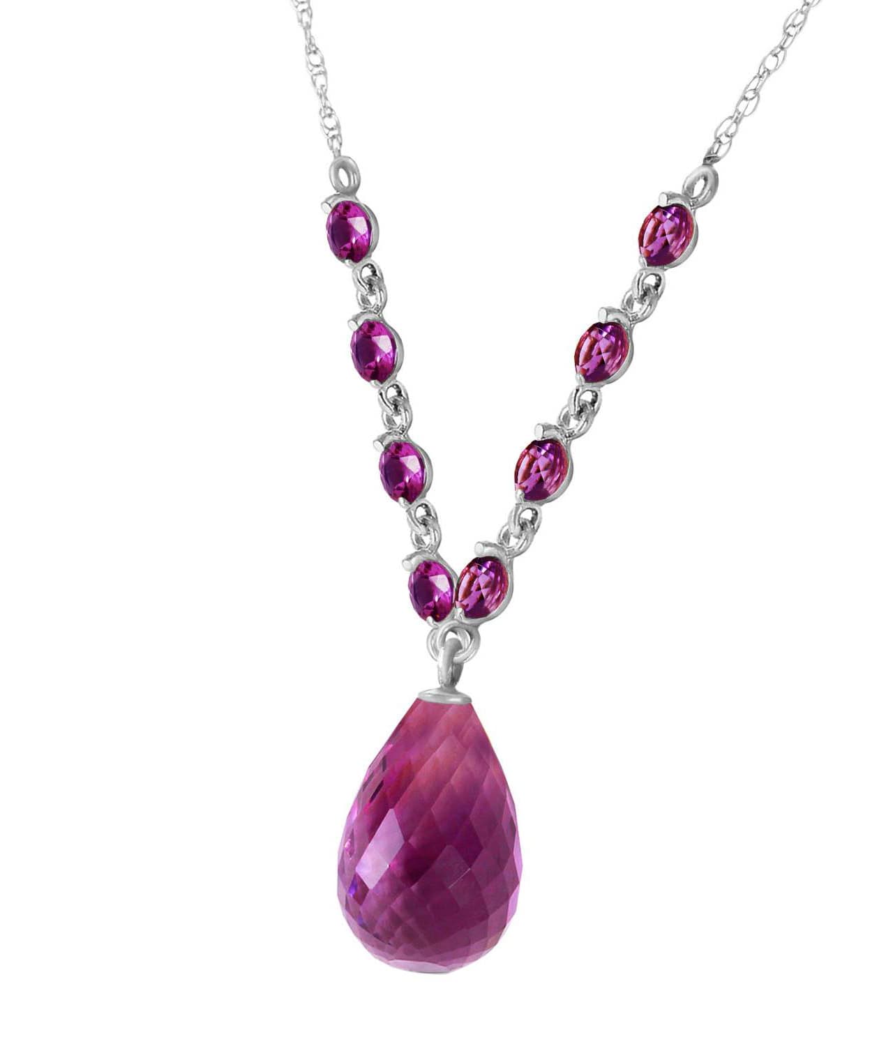11.53 ctw Natural Amethyst 14k Gold Teardrop Necklace View 4