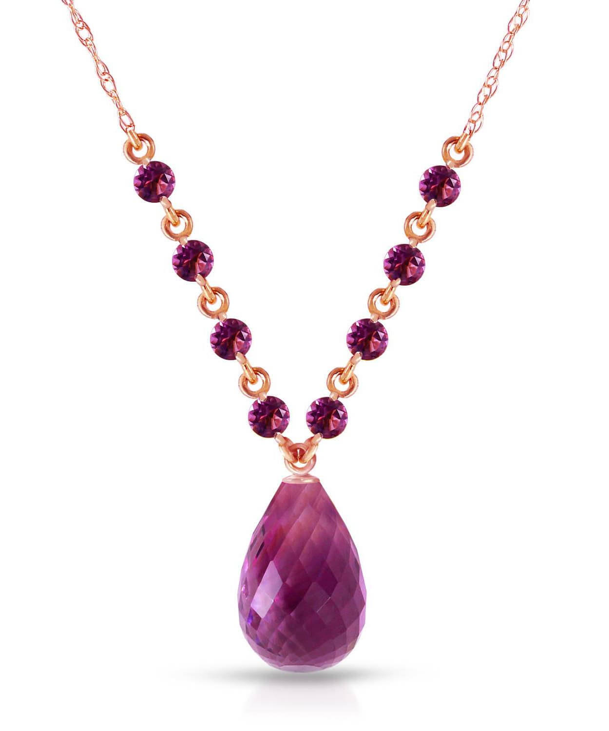 11.53 ctw Natural Amethyst 14k Gold Teardrop Necklace View 5