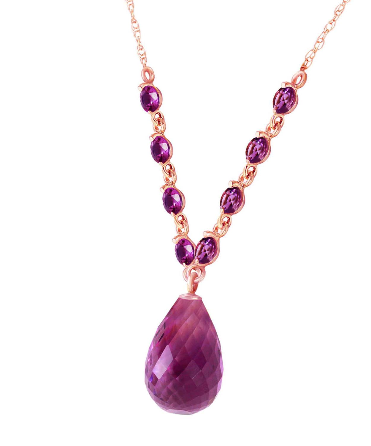 11.53 ctw Natural Amethyst 14k Gold Teardrop Necklace View 6