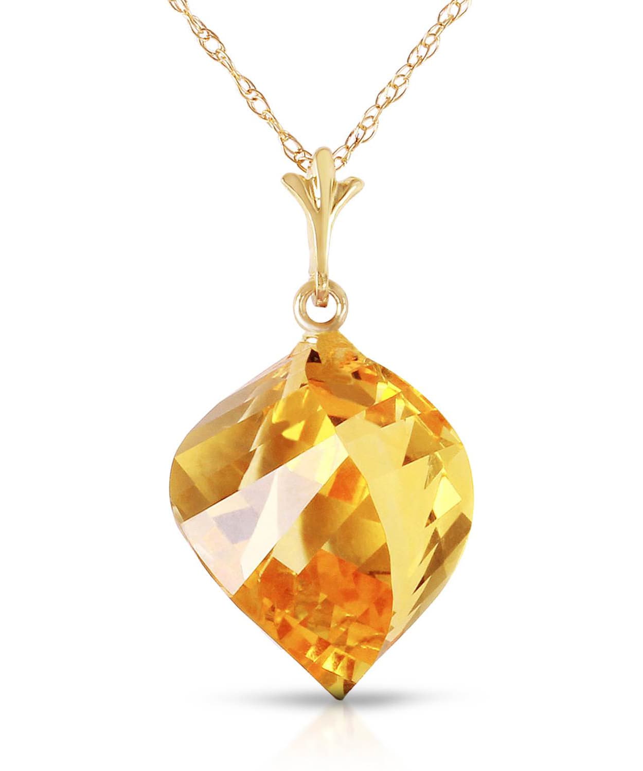 11.78 ctw Natural Honey Citrine 14k Gold Contemporary Pendant With Chain View 1