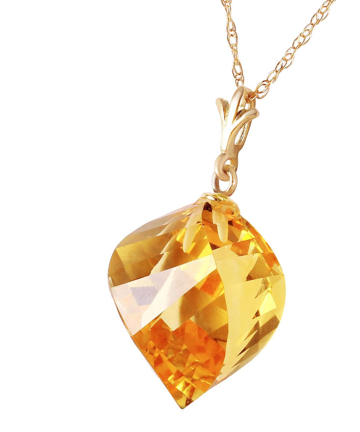 11.78 ctw Natural Honey Citrine 14k Gold Contemporary Pendant With Chain View 2