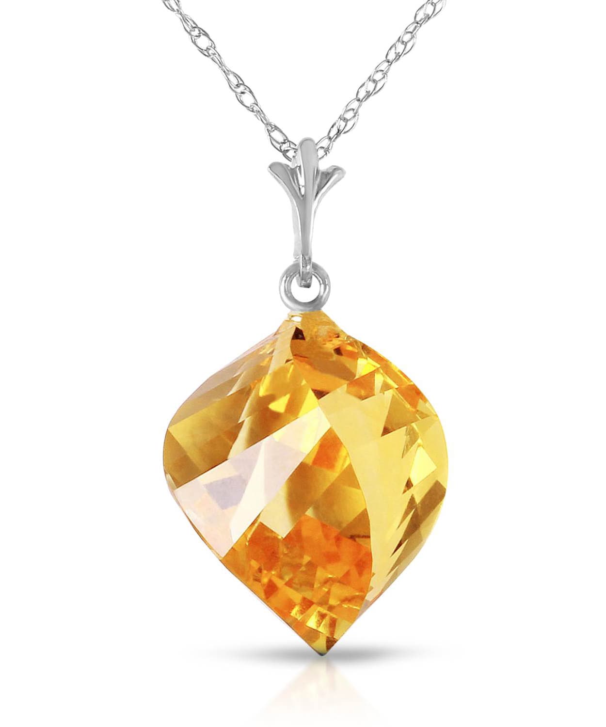 11.78 ctw Natural Honey Citrine 14k Gold Contemporary Pendant With Chain View 3