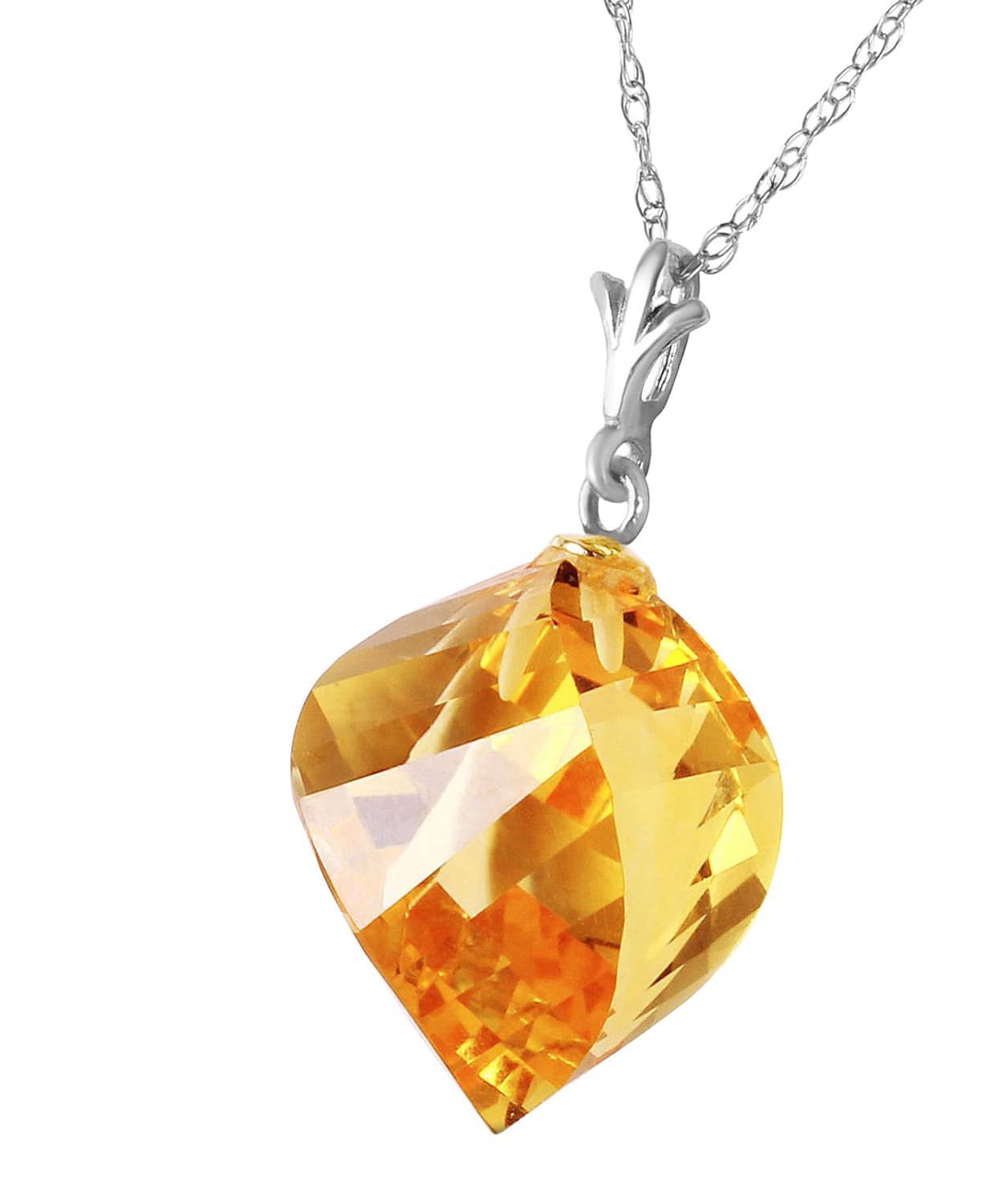 11.78 ctw Natural Honey Citrine 14k Gold Contemporary Pendant With Chain View 4