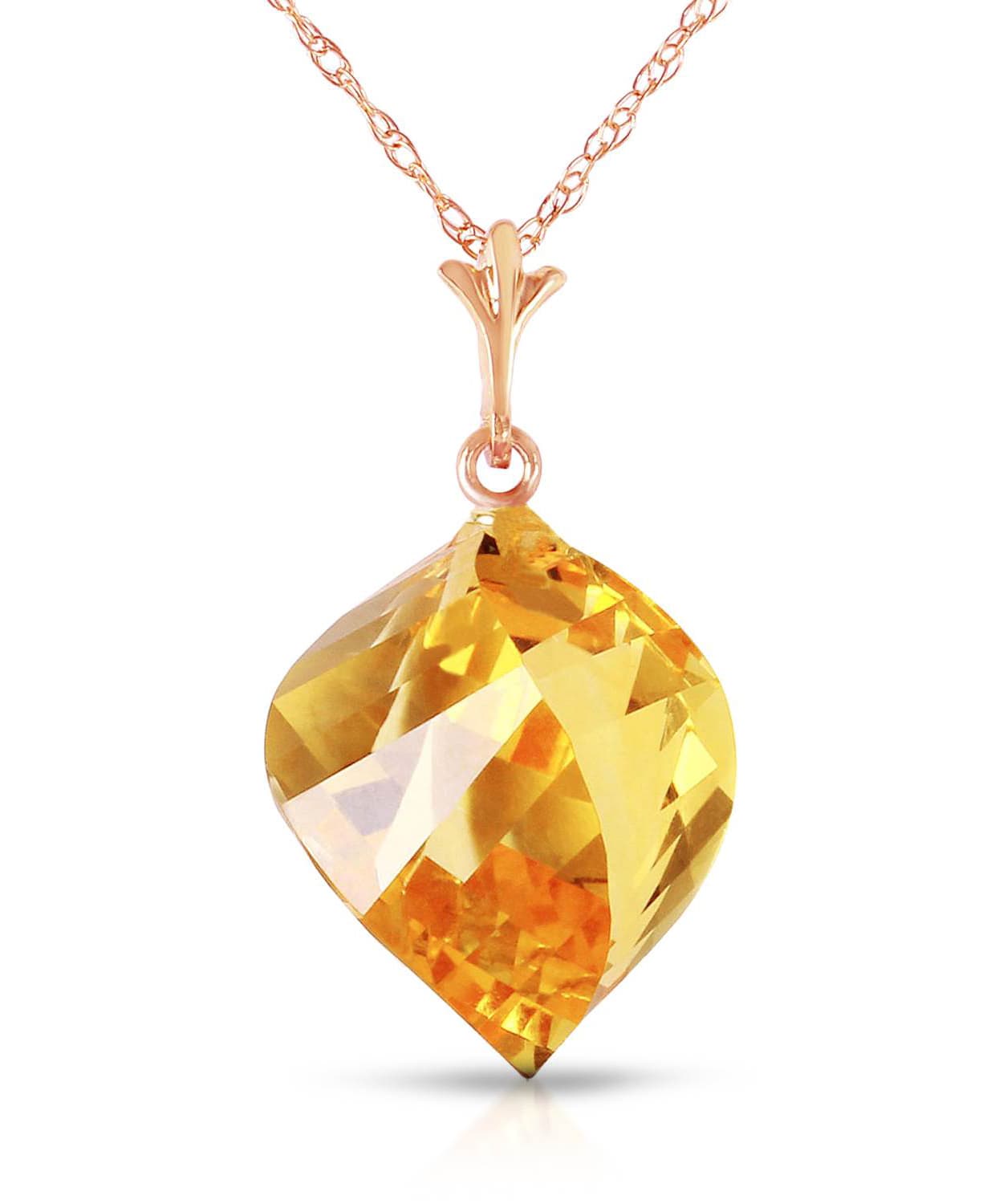 11.78 ctw Natural Honey Citrine 14k Gold Contemporary Pendant With Chain View 5