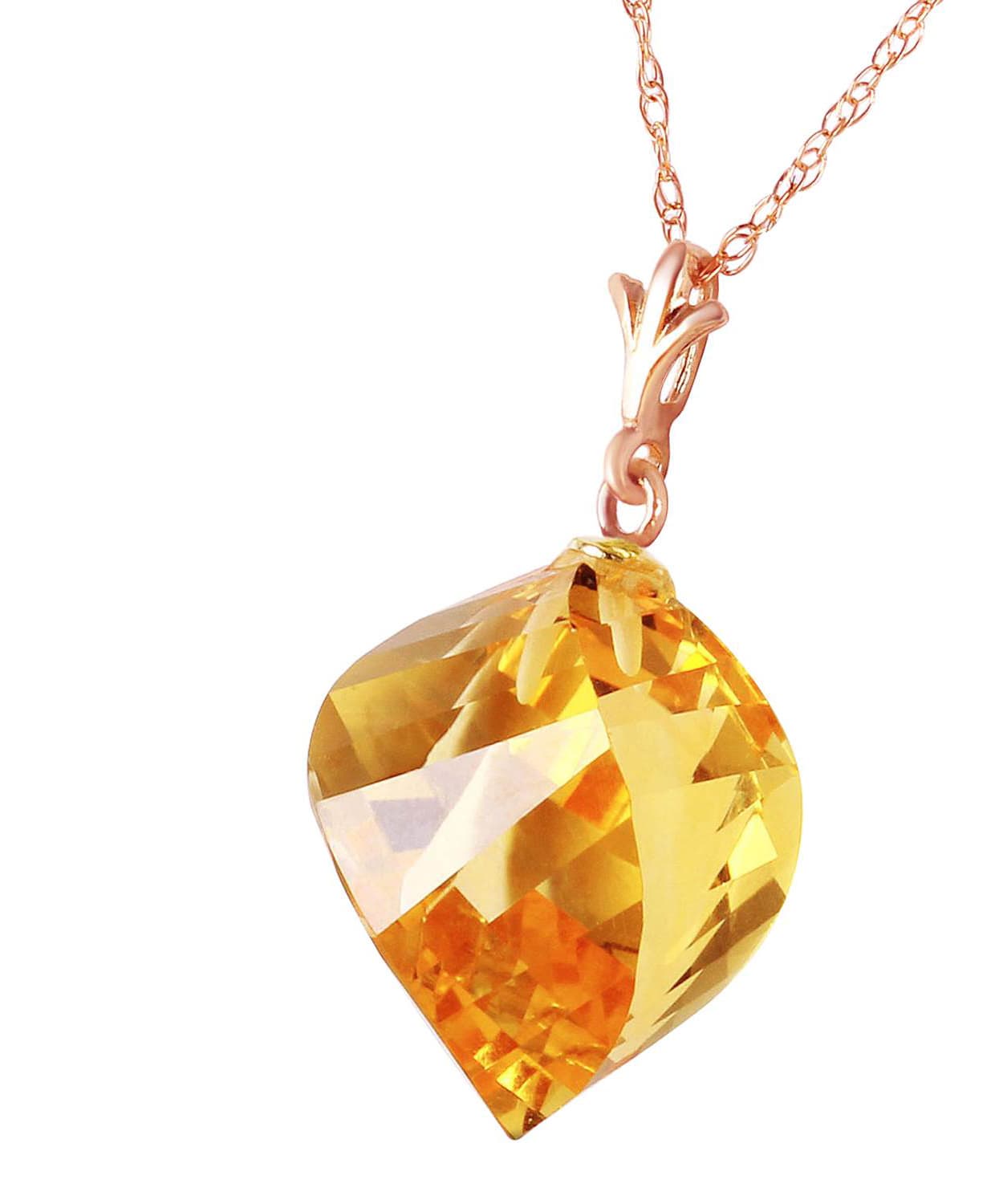 11.78 ctw Natural Honey Citrine 14k Gold Contemporary Pendant With Chain View 6