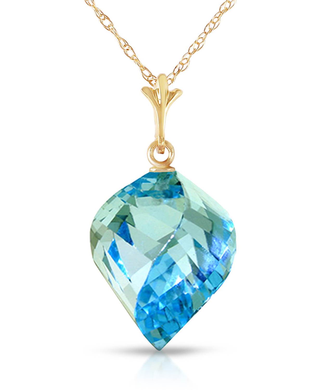 13.93 ctw Natural Sky Blue Topaz 14k Gold Contemporary Pendant With Chain View 1