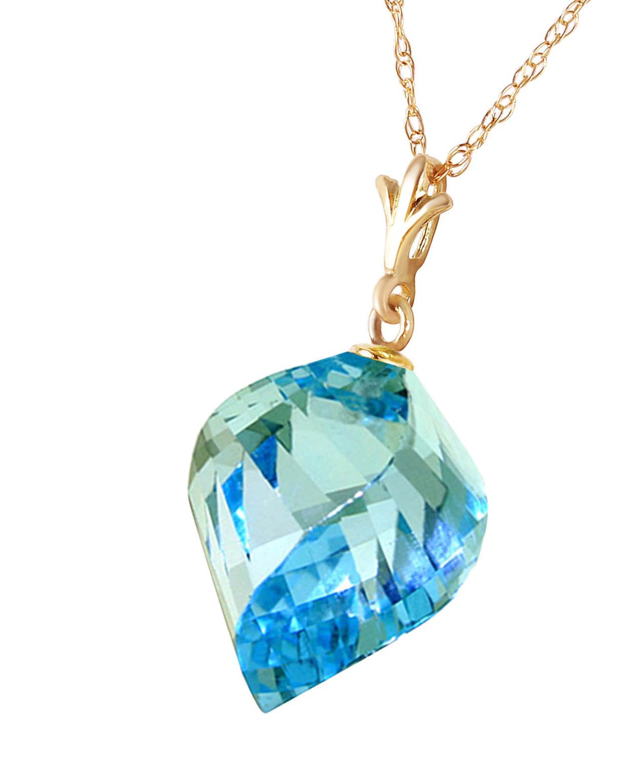 13.93 ctw Natural Sky Blue Topaz 14k Gold Contemporary Pendant With Chain View 2