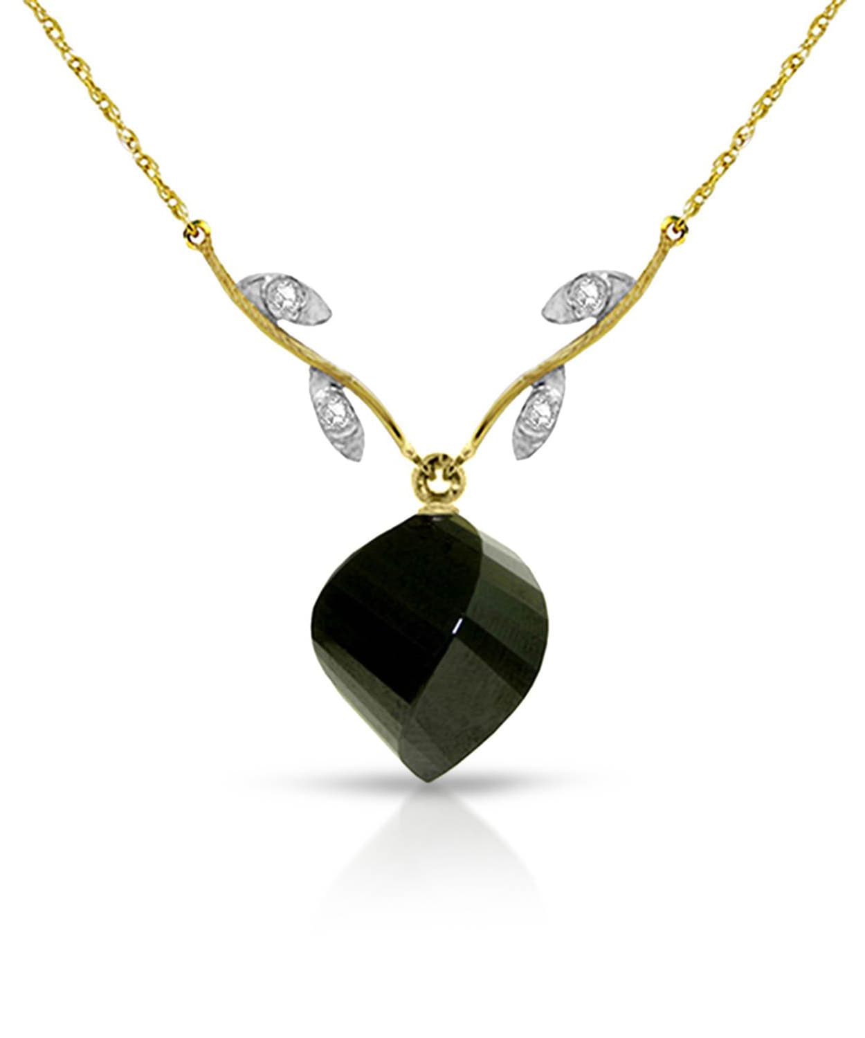 15.55 ctw Natural Black Spinel and Diamond 14k Gold Contemporary Necklace View 1