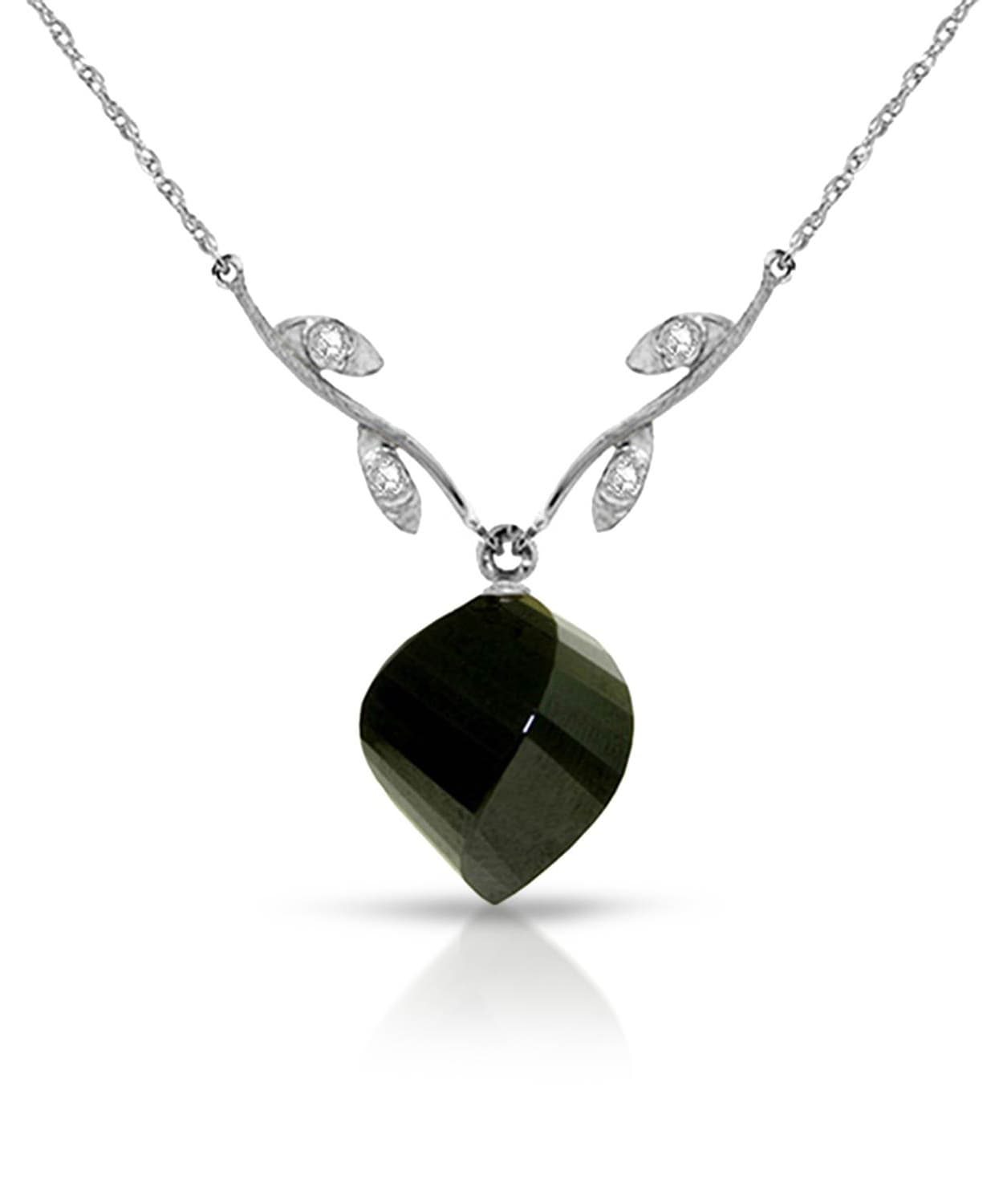 15.55 ctw Natural Black Spinel and Diamond 14k Gold Contemporary Necklace View 2