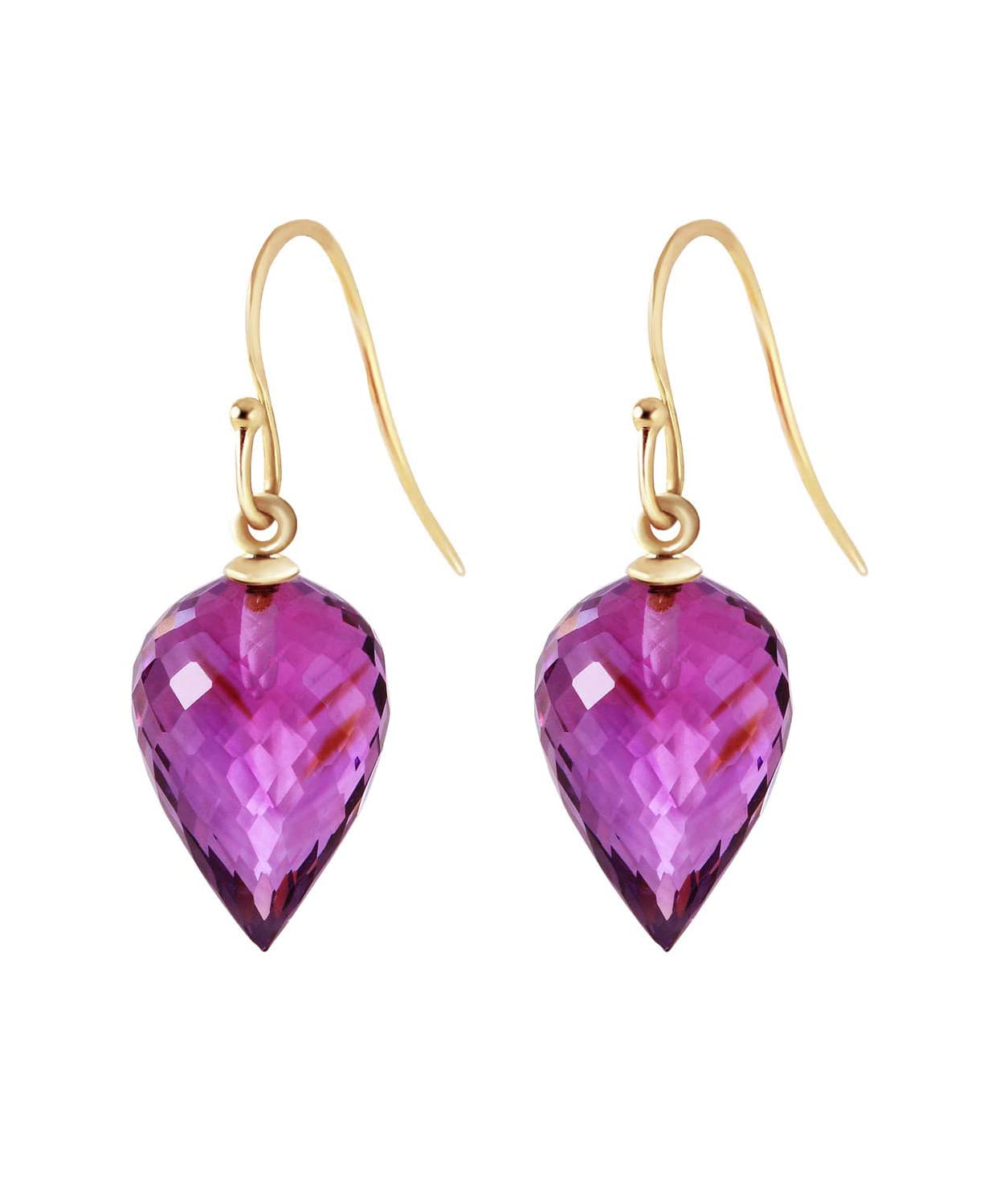 19.03 ctw Natural Amethyst 14k Gold Contemporary Dangle Earrings View 1