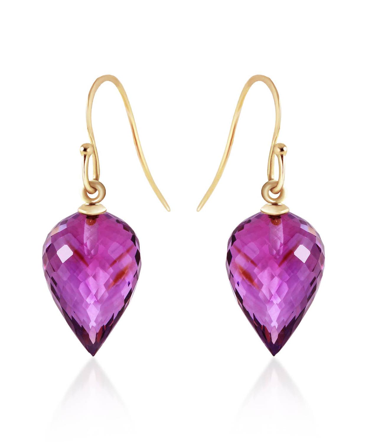 19.03 ctw Natural Amethyst 14k Gold Contemporary Dangle Earrings View 2