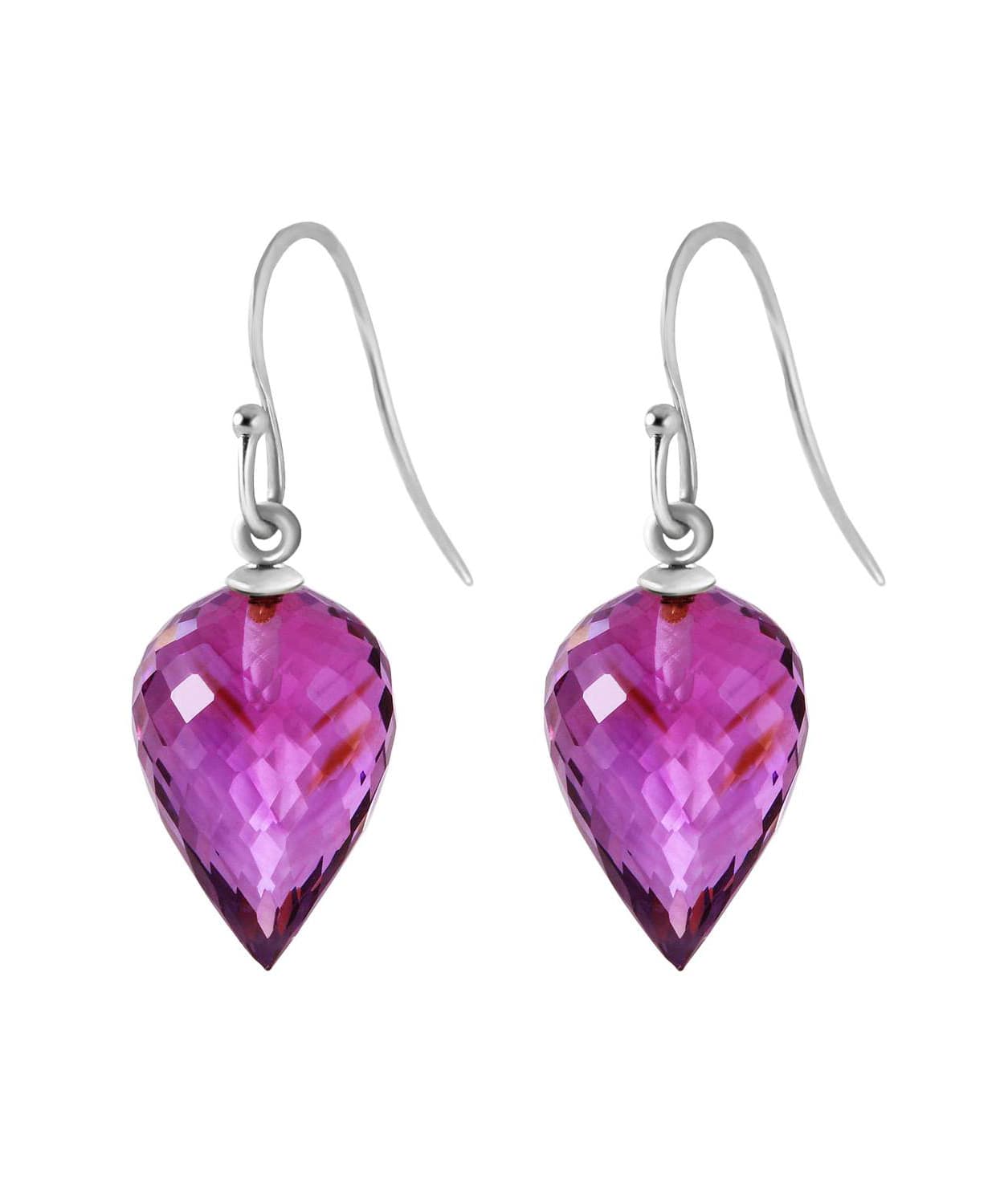 19.03 ctw Natural Amethyst 14k Gold Contemporary Dangle Earrings View 3