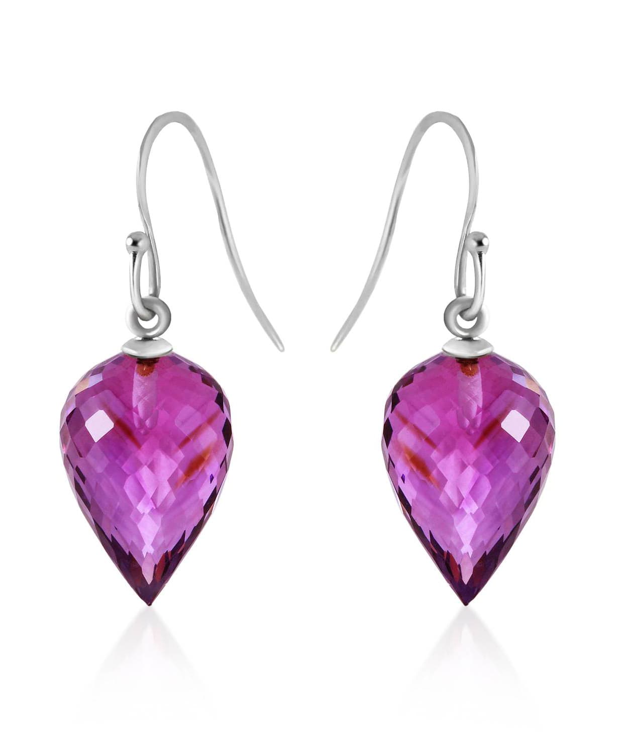 19.03 ctw Natural Amethyst 14k Gold Contemporary Dangle Earrings View 4