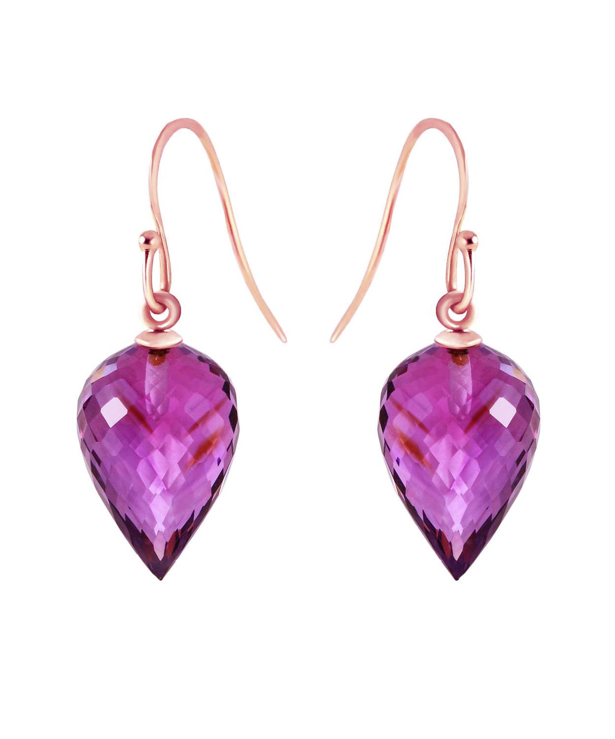 19.03 ctw Natural Amethyst 14k Gold Contemporary Dangle Earrings View 6