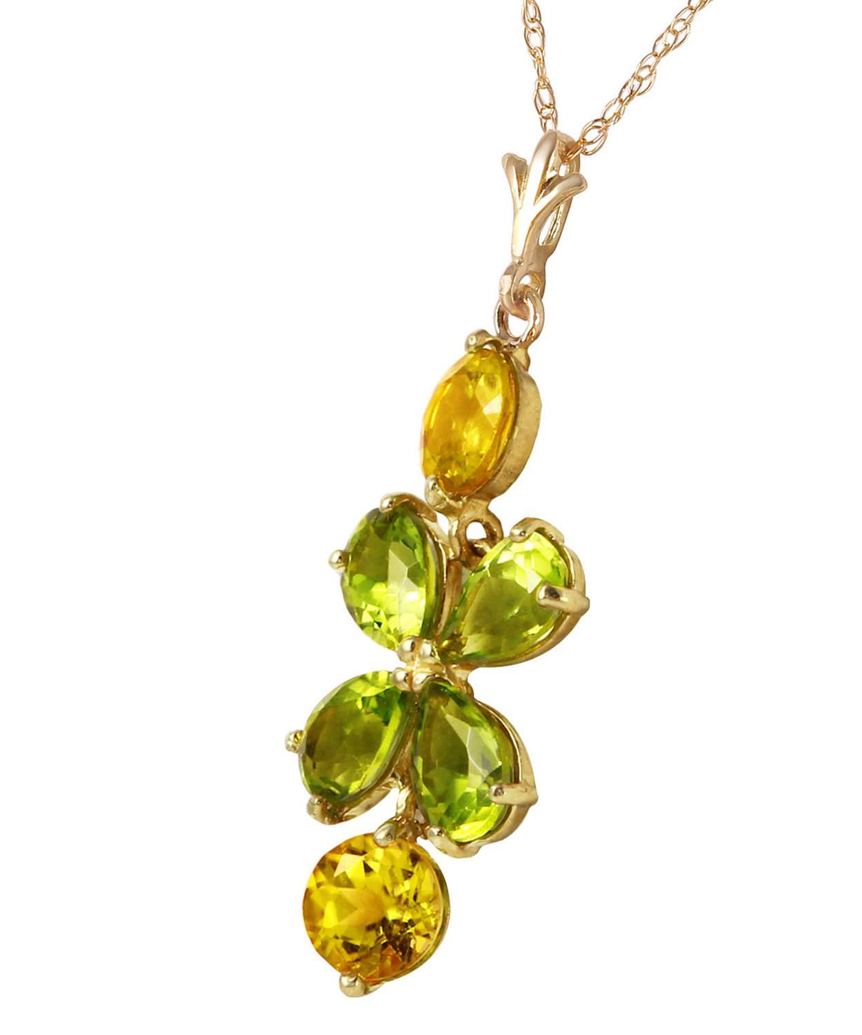 3.18 ctw Natural Lime Peridot and Honey Citrine 14k Gold Pendant With Chain View 2