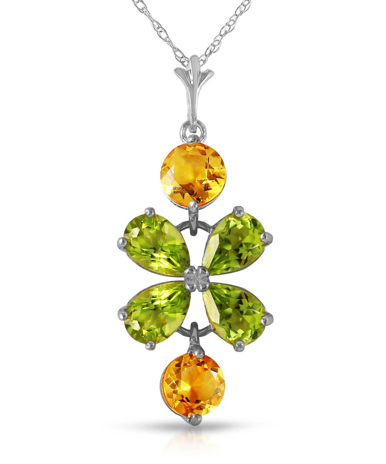 3.18 ctw Natural Lime Peridot and Honey Citrine 14k Gold Pendant With Chain View 3