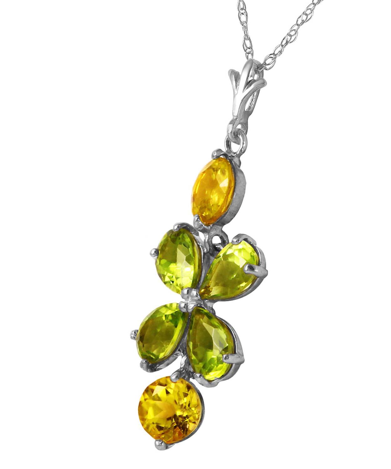 3.18 ctw Natural Lime Peridot and Honey Citrine 14k Gold Pendant With Chain View 4