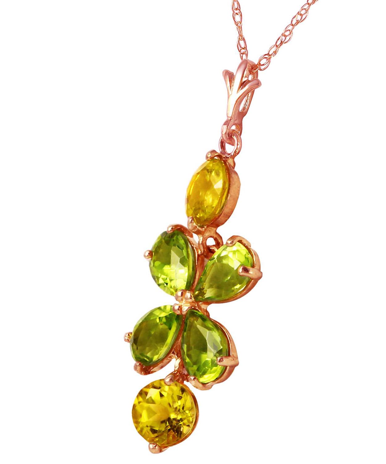 3.18 ctw Natural Lime Peridot and Honey Citrine 14k Gold Pendant With Chain View 6
