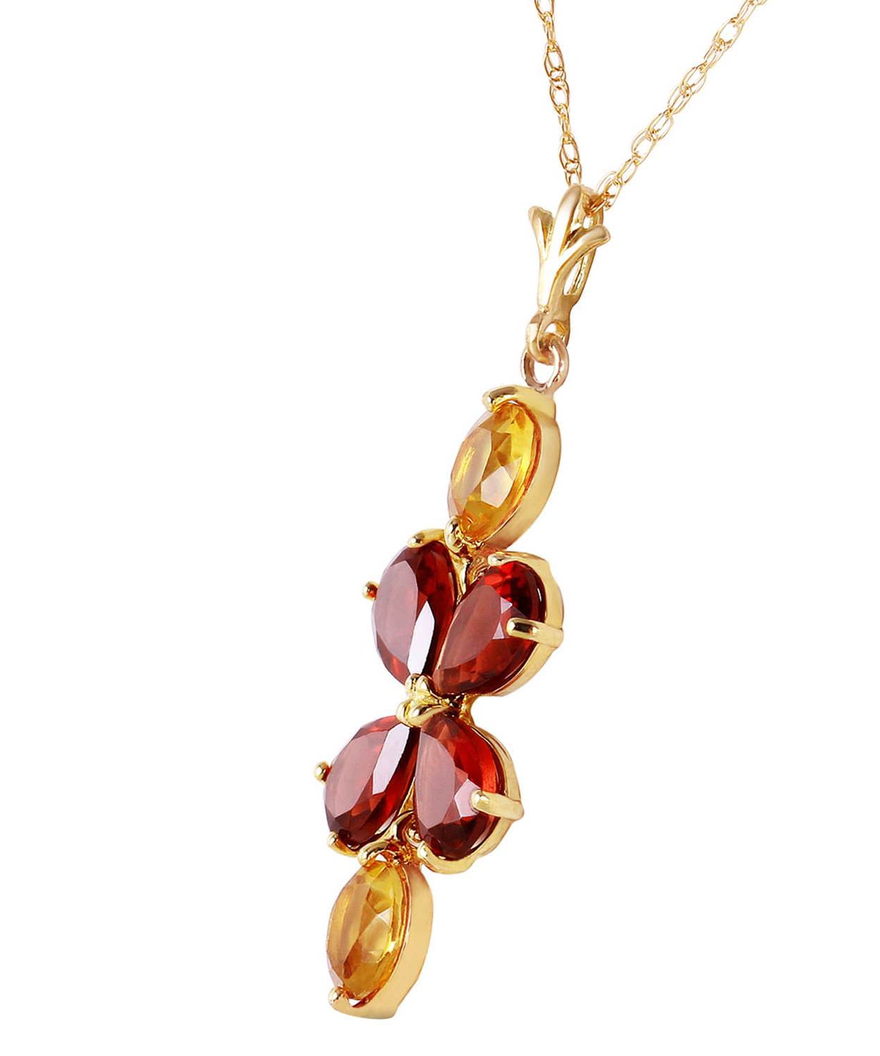 2.85 ctw Natural Pomegranate Garnet and Honey Citrine 14k Gold Pendant With Chain View 2