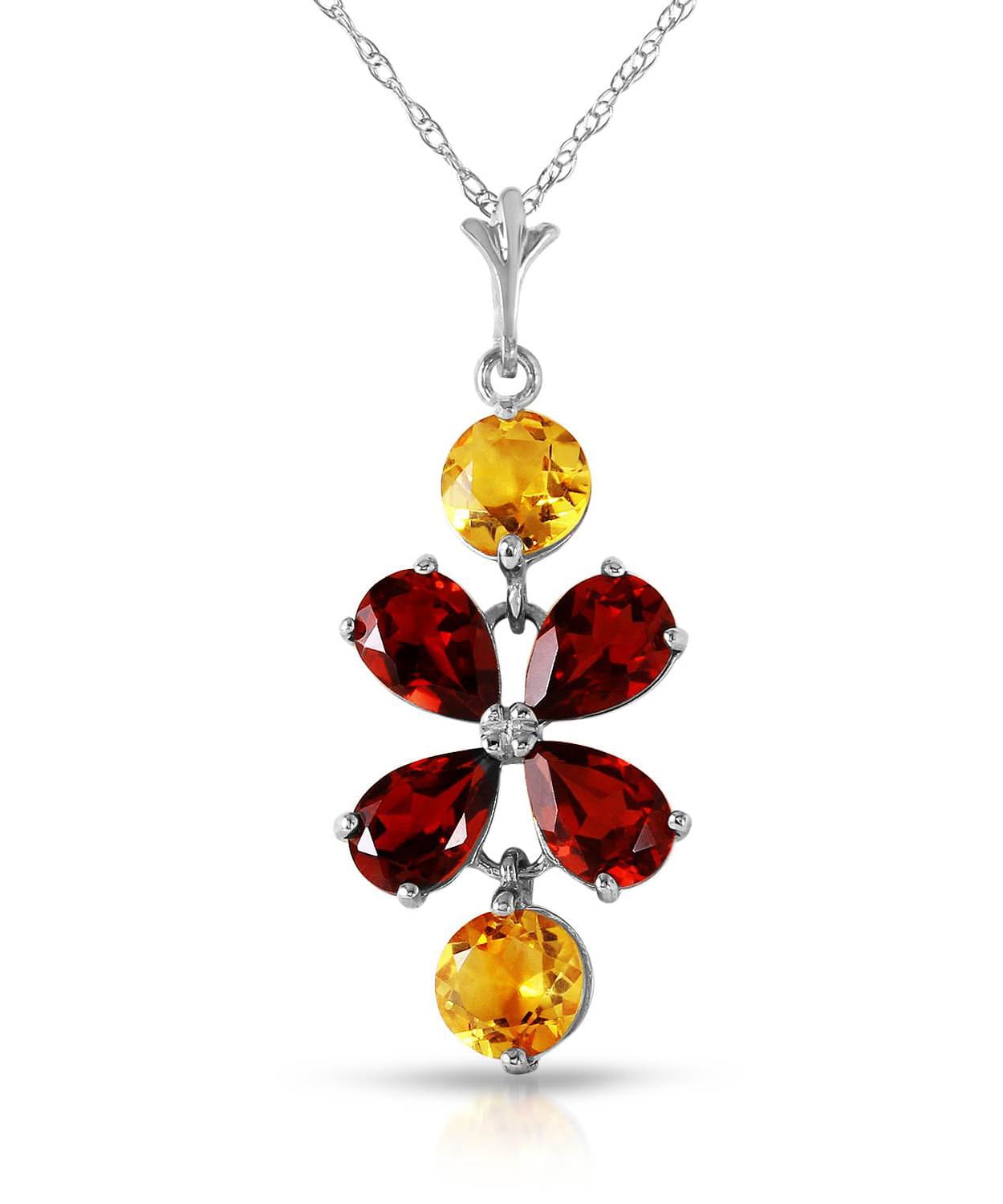 2.85 ctw Natural Pomegranate Garnet and Honey Citrine 14k Gold Pendant With Chain View 3