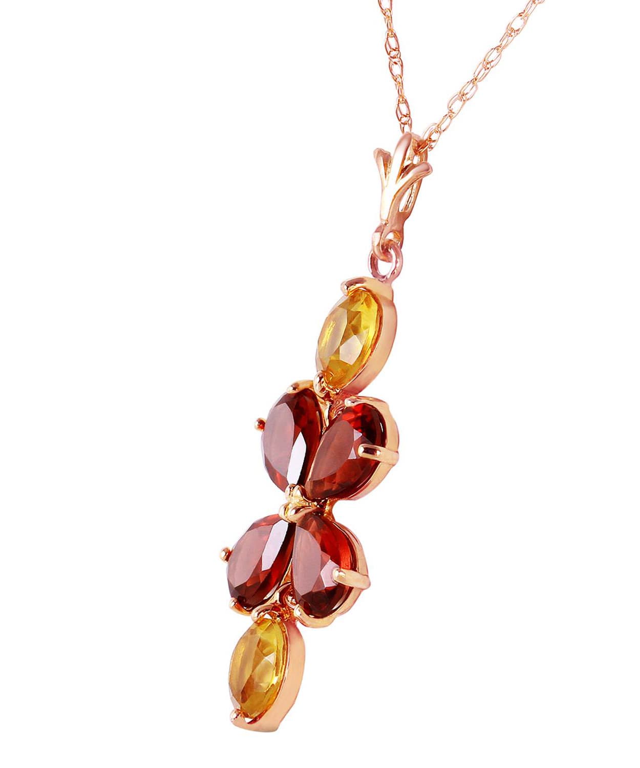 2.85 ctw Natural Pomegranate Garnet and Honey Citrine 14k Gold Pendant With Chain View 6