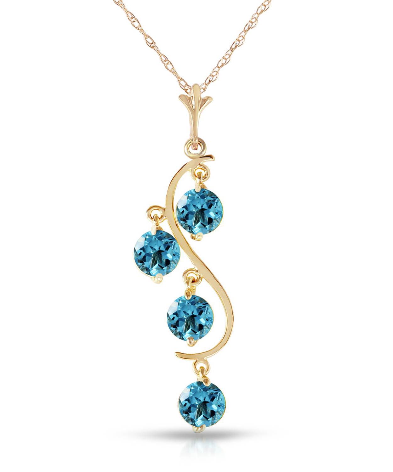 2.28 ctw Natural Swiss Blue Topaz 14k Gold Dangle Pendant With Chain View 1