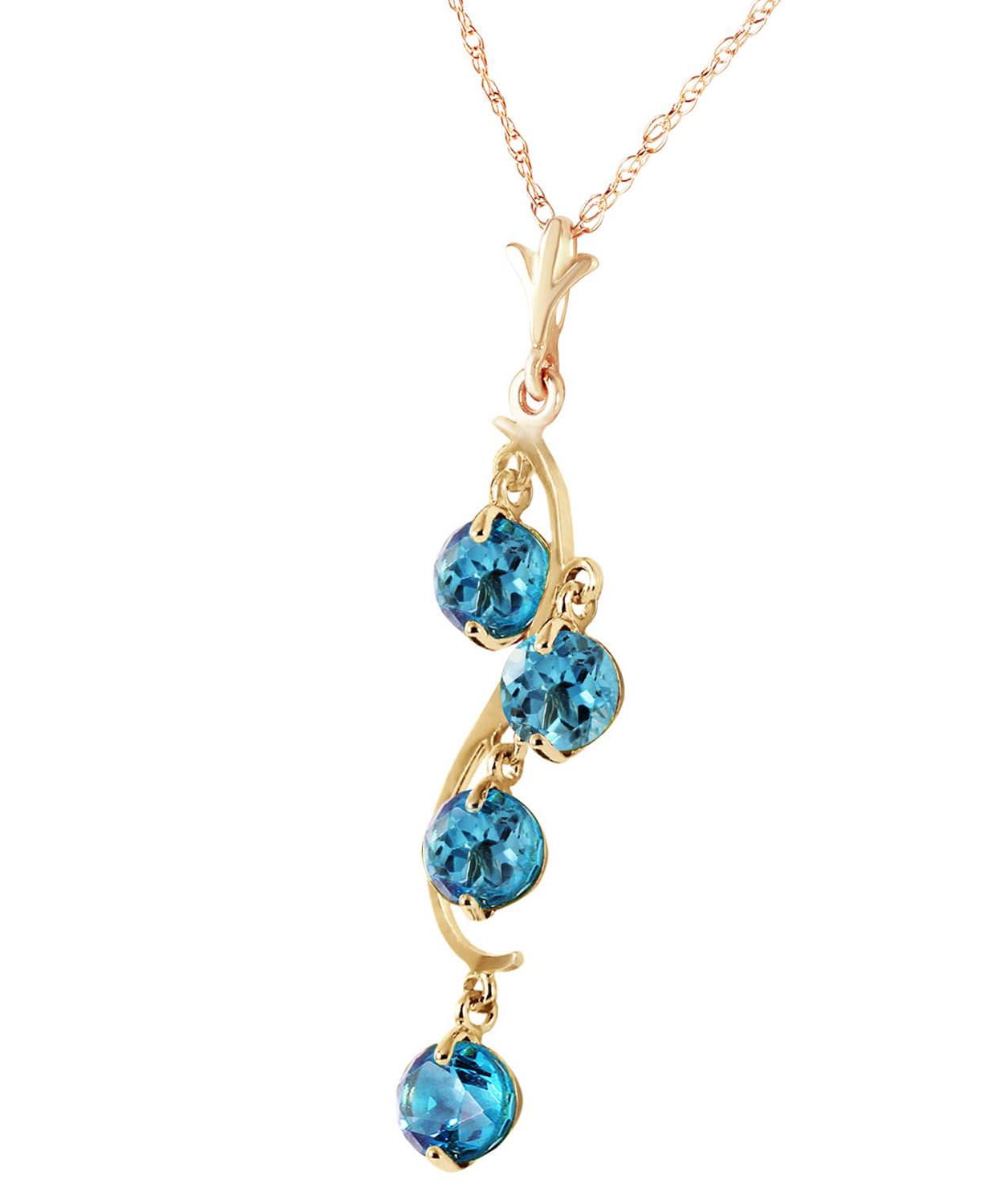 2.28 ctw Natural Swiss Blue Topaz 14k Gold Dangle Pendant With Chain View 2