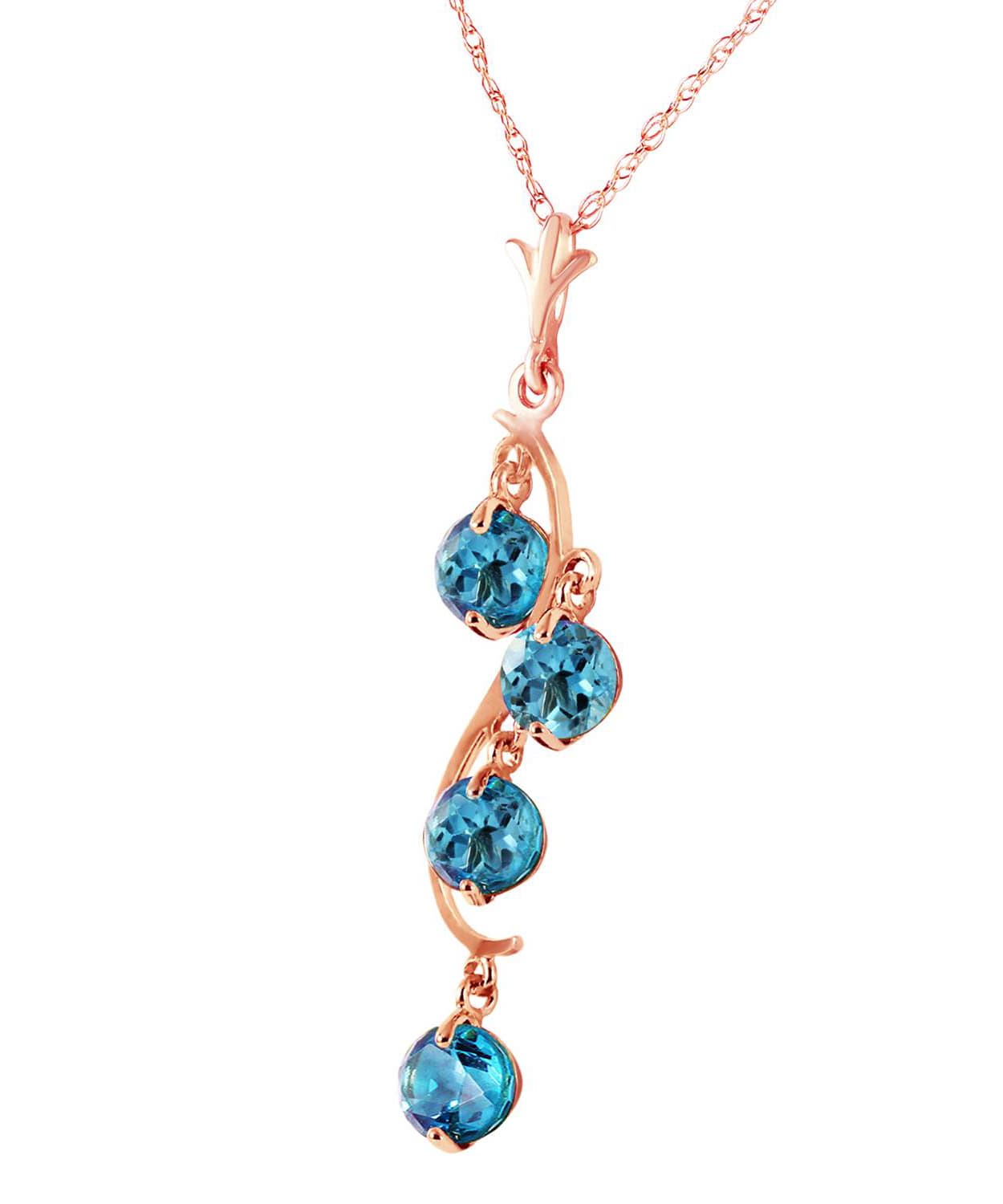 2.28 ctw Natural Swiss Blue Topaz 14k Gold Dangle Pendant With Chain View 6