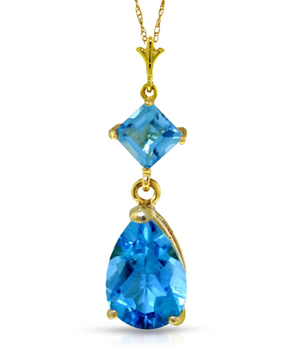 2.00 ctw Natural Swiss Blue Topaz 14k Gold Teardrop Pendant With Chain View 1
