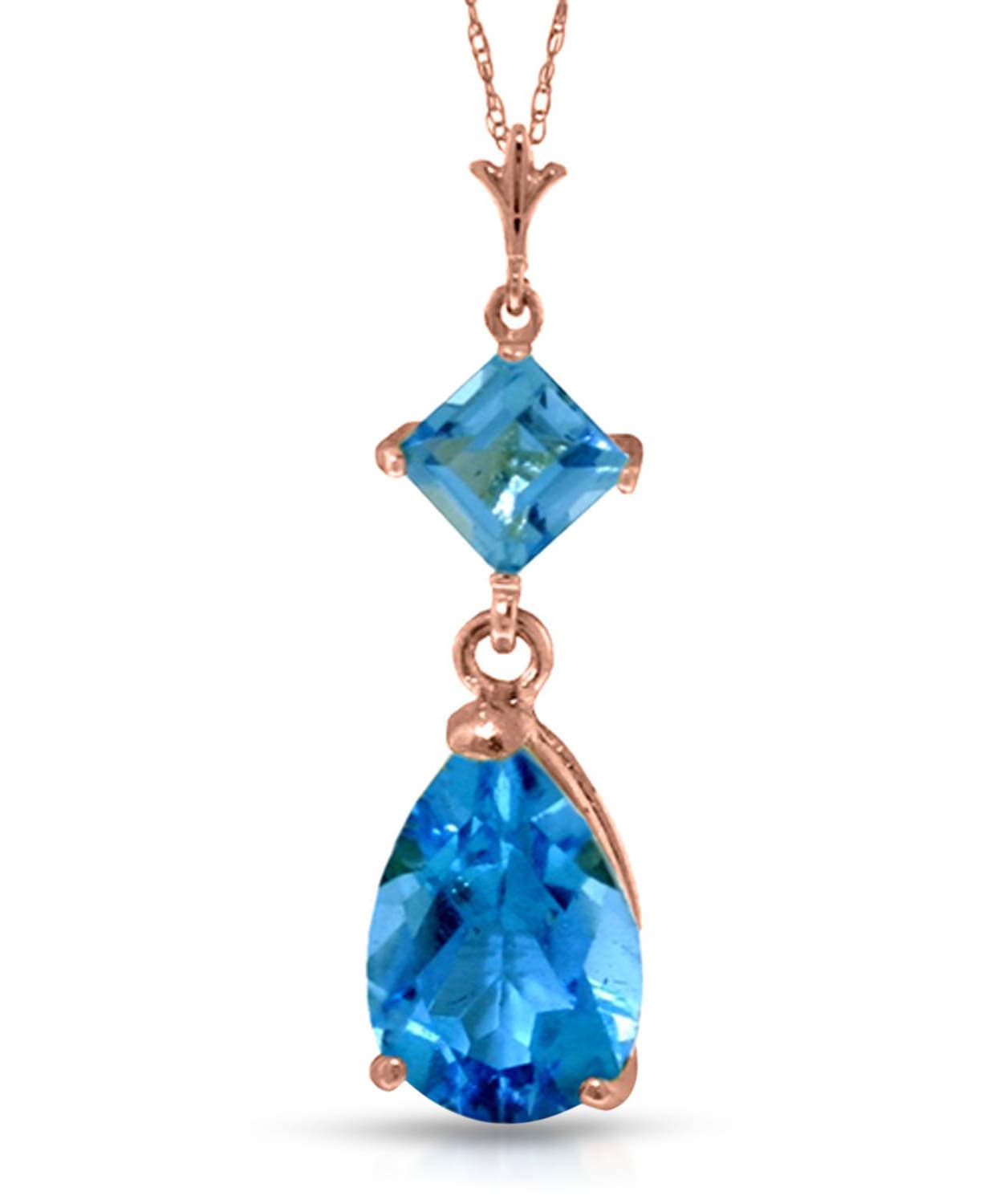 2.00 ctw Natural Swiss Blue Topaz 14k Gold Teardrop Pendant With Chain View 3