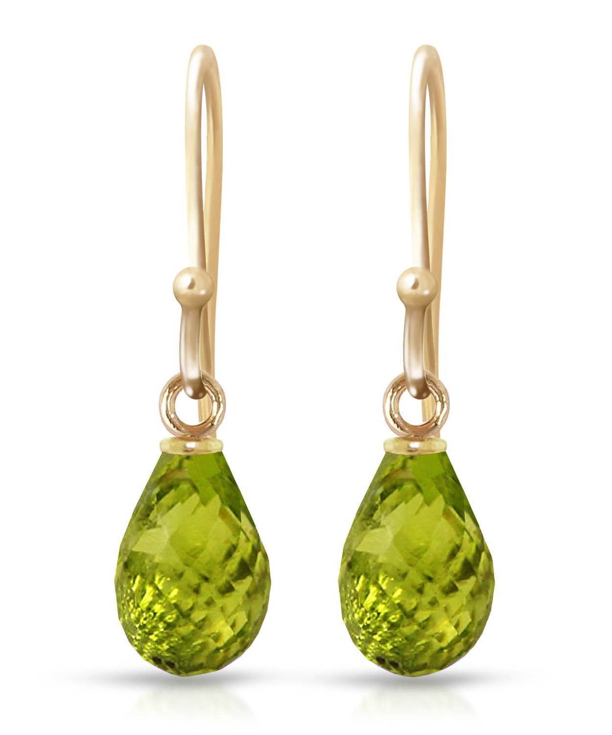 2.73 ctw Natural Lime Peridot 14k Gold Teardrop Dangle Earrings View 1