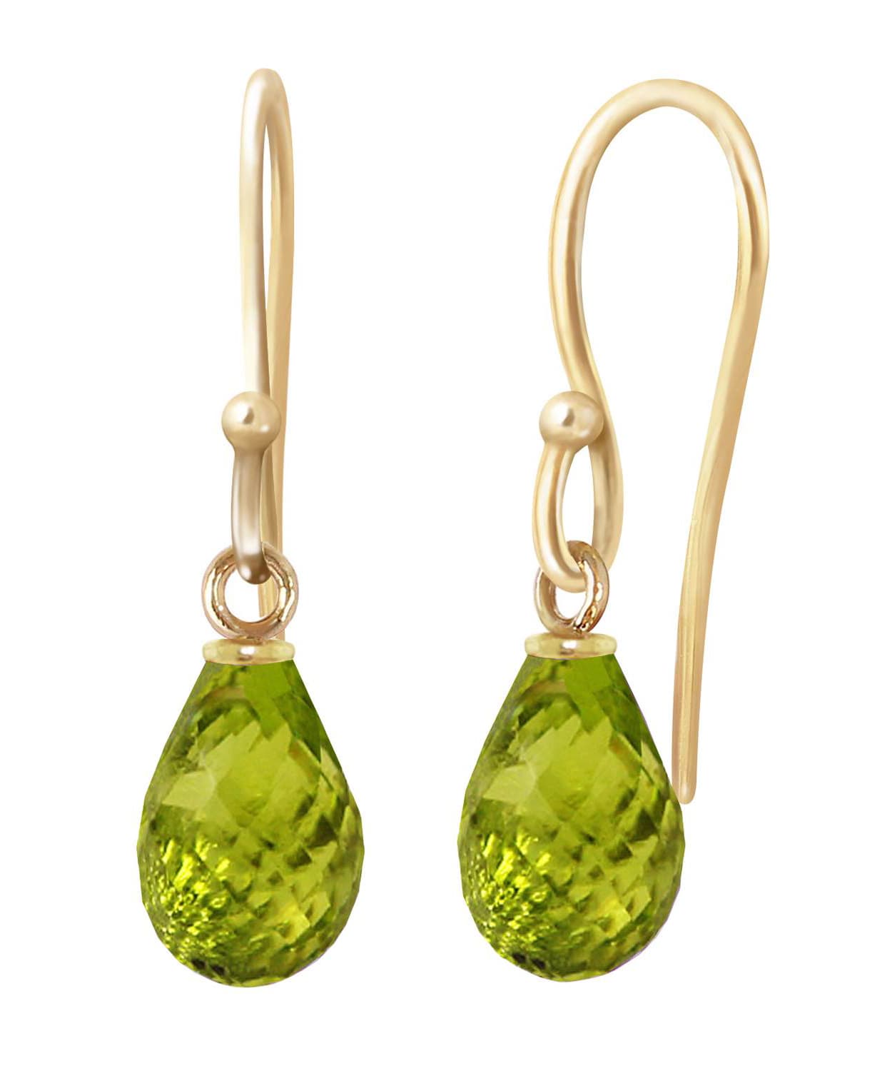2.73 ctw Natural Lime Peridot 14k Gold Teardrop Dangle Earrings View 2