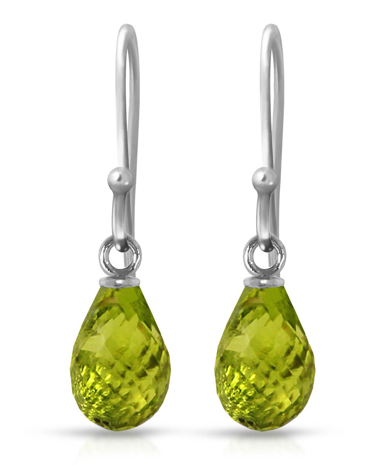 2.73 ctw Natural Lime Peridot 14k Gold Teardrop Dangle Earrings View 3