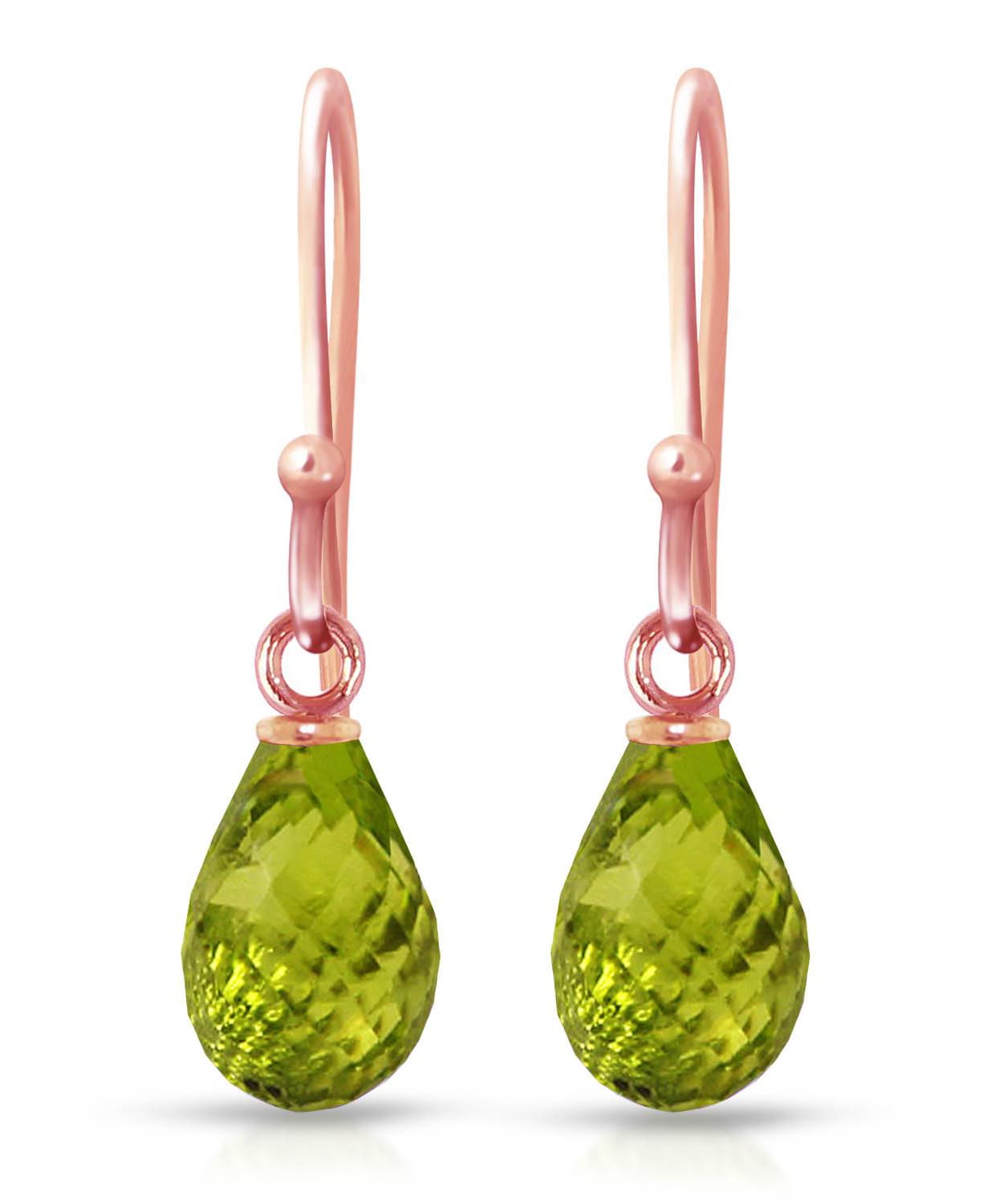 2.73 ctw Natural Lime Peridot 14k Gold Teardrop Dangle Earrings View 5