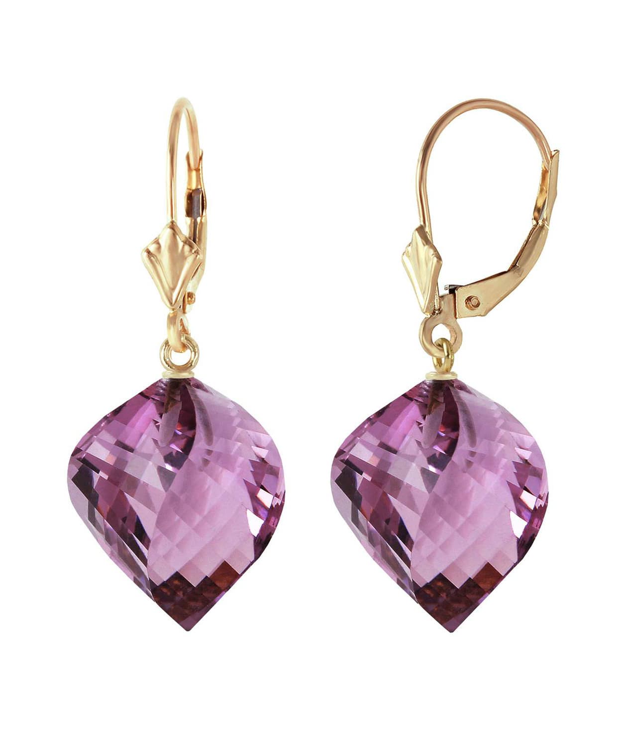 21.53 ctw Natural Amethyst 14k Gold Contemporary Dangle Earrings View 1