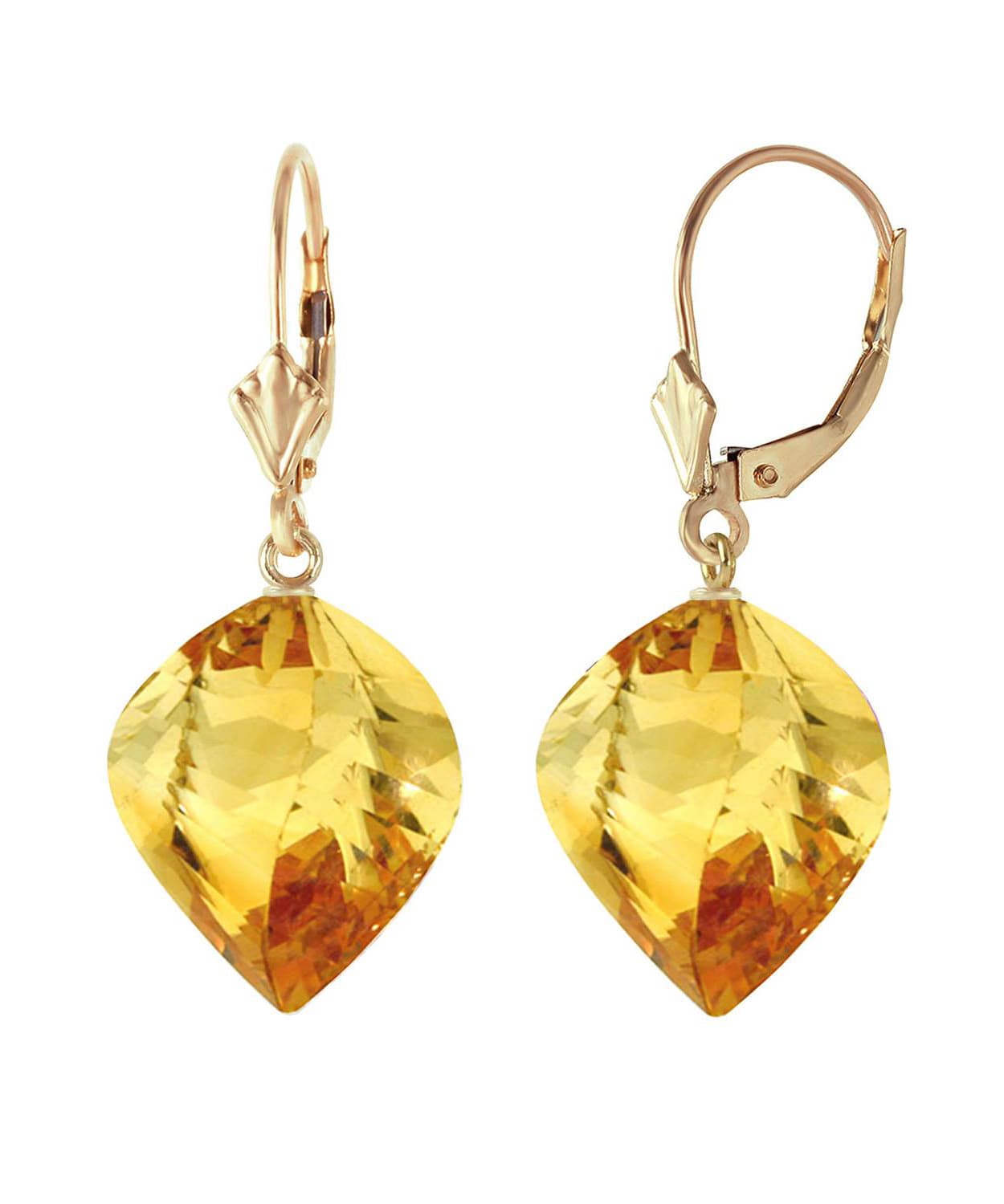 23.53 ctw Natural Honey Citrine 14k Gold Contemporary Dangle Earrings View 1